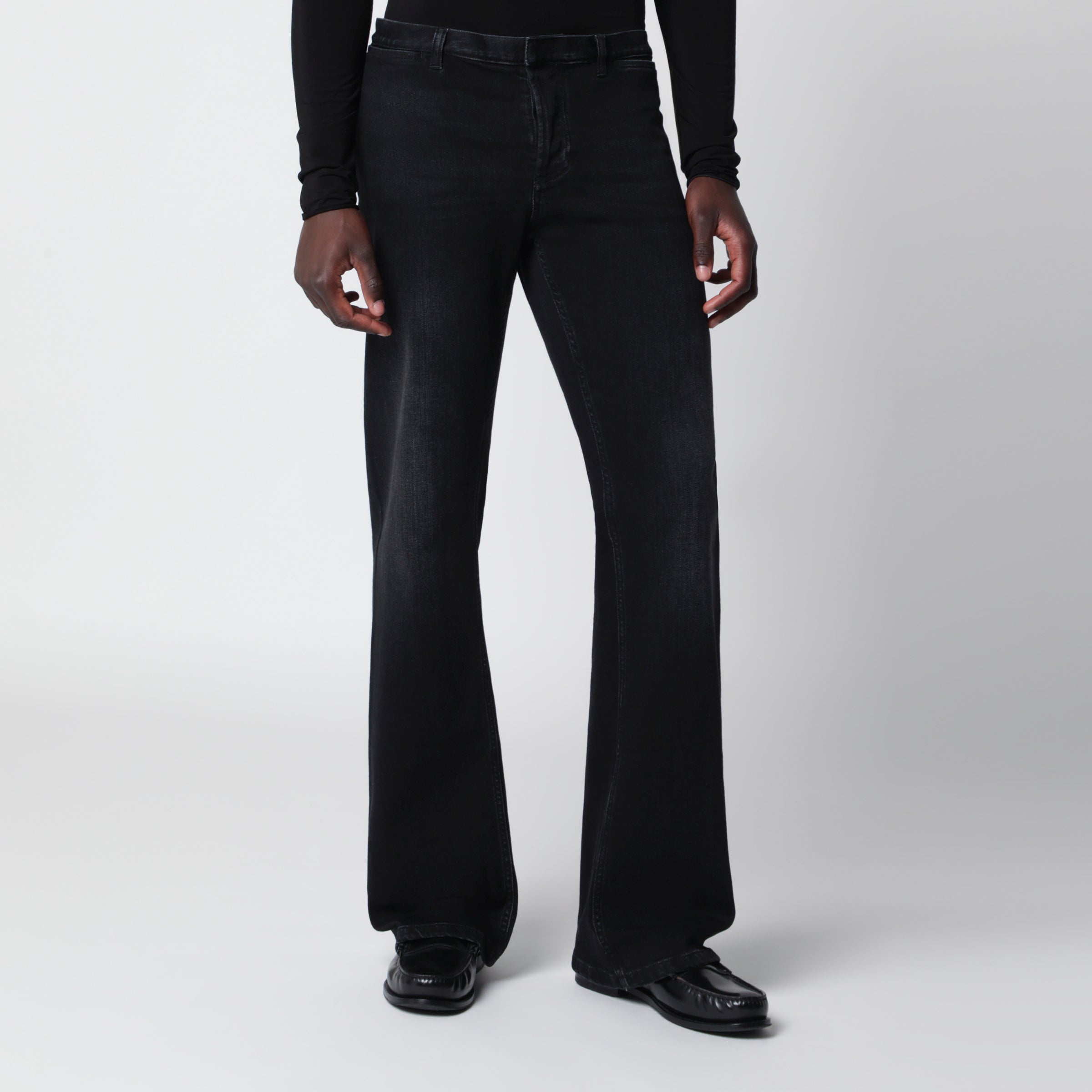 GUCCI Black stretch denim trousers with washed effect | TheDoubleF