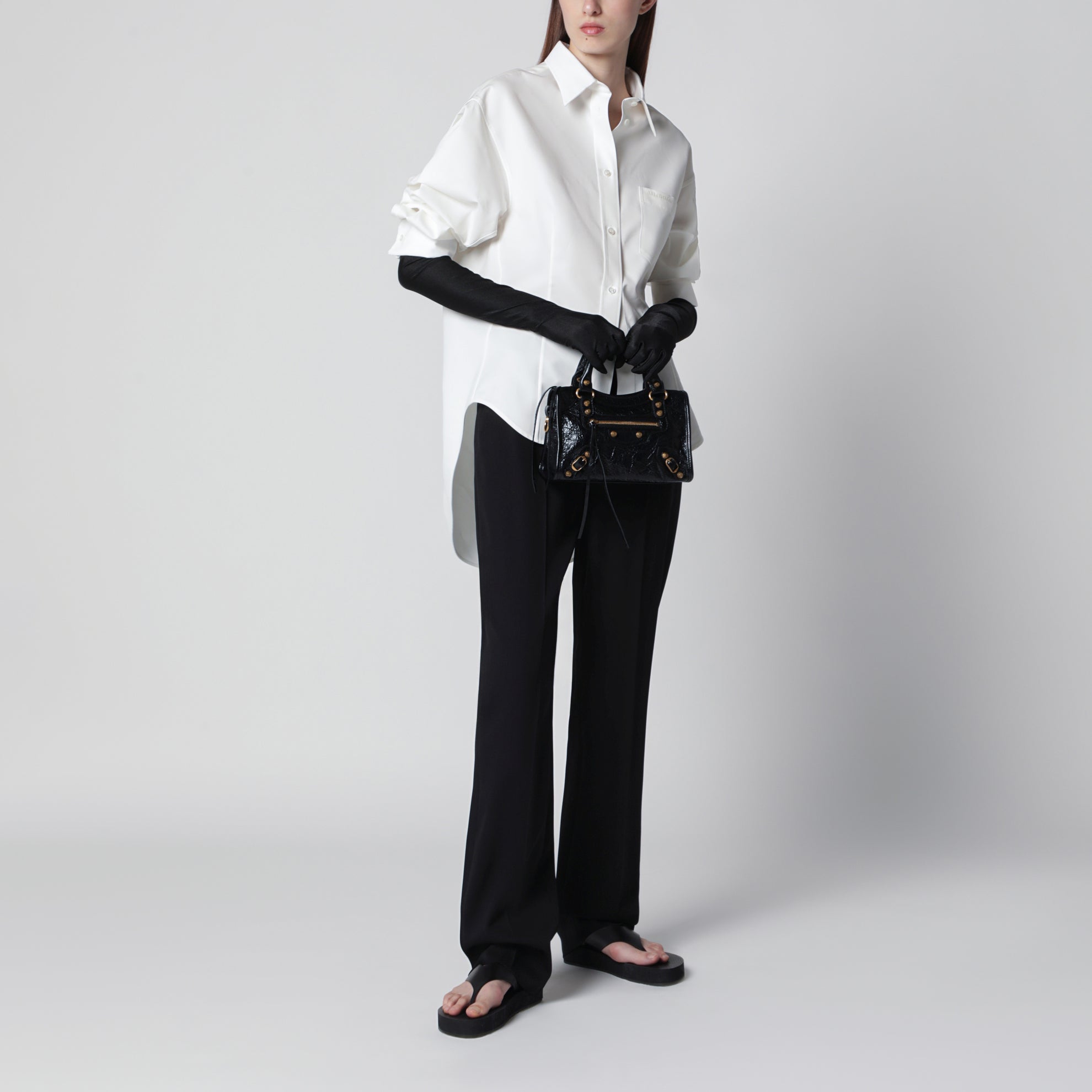 Pantaloni sartoriali slim in lana stretch neri