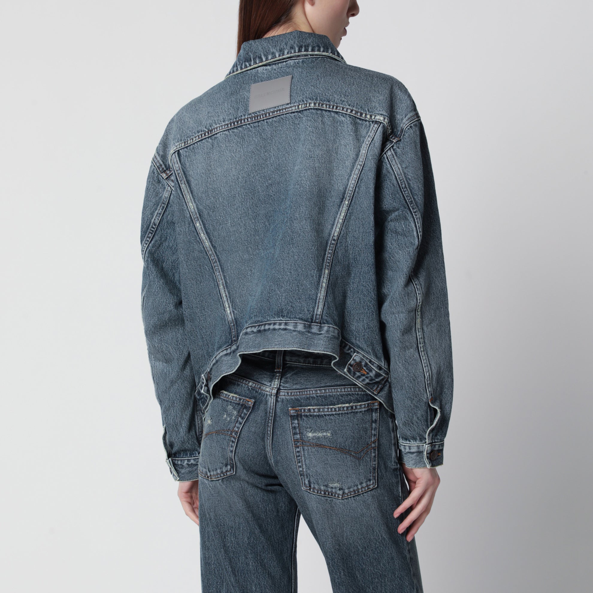 Giacca denim Kick asimmetrica in cotone blu