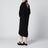 Robe-chemise noire en laine et soie