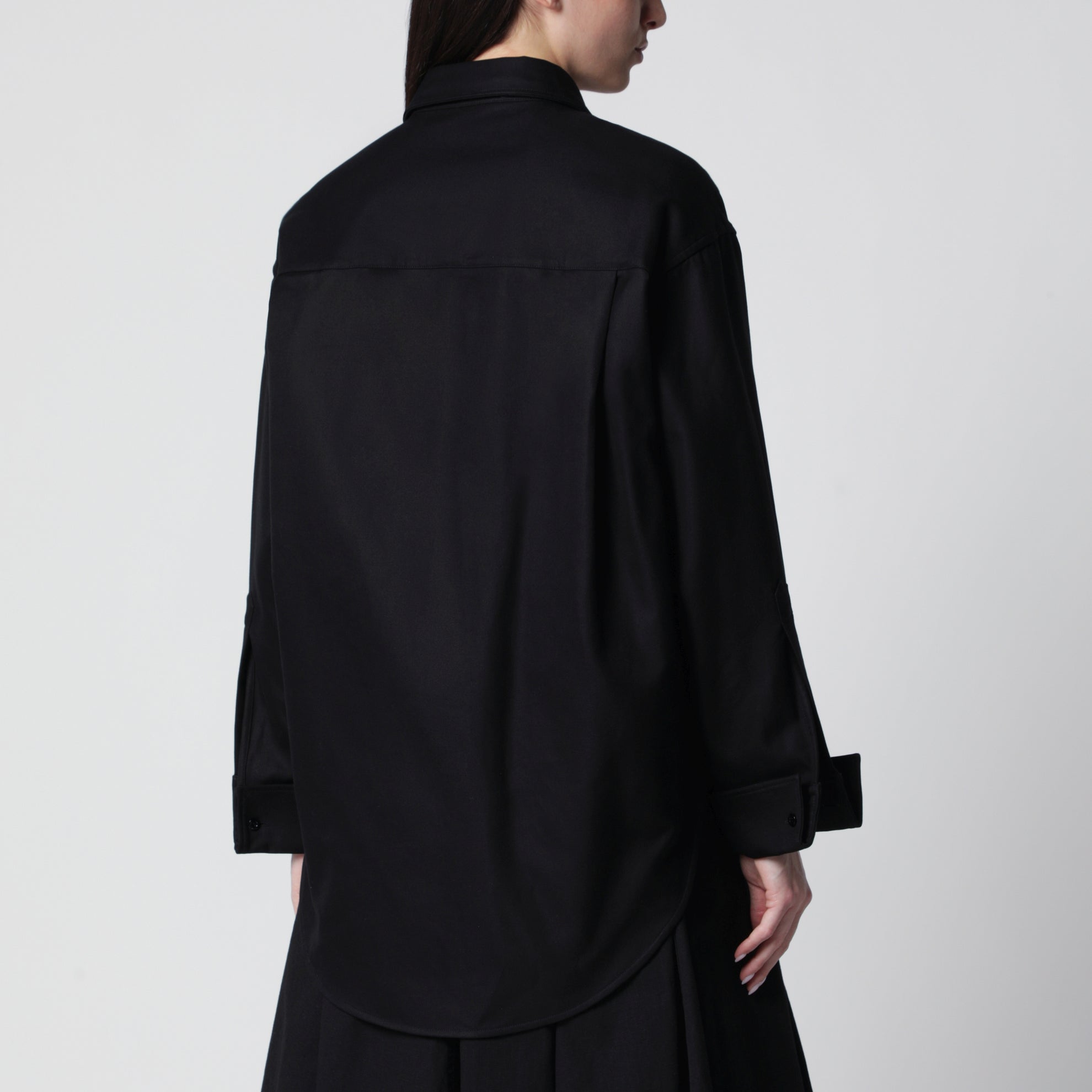 Classic cocoon shirt in double cotton, black