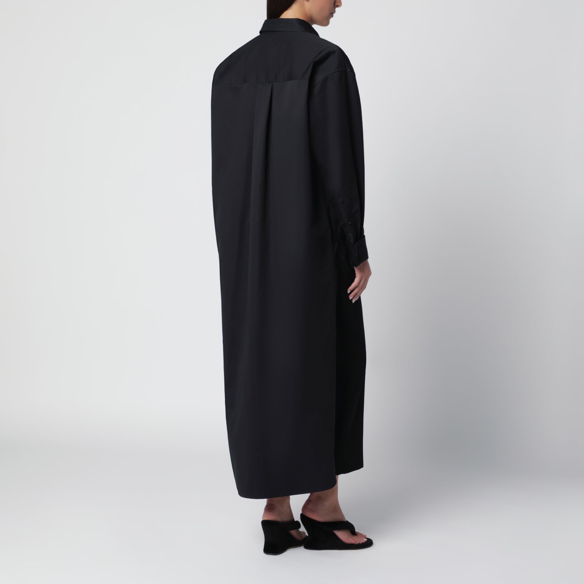 Lange Hemdbluse Train schwarz aus Baumwollseide