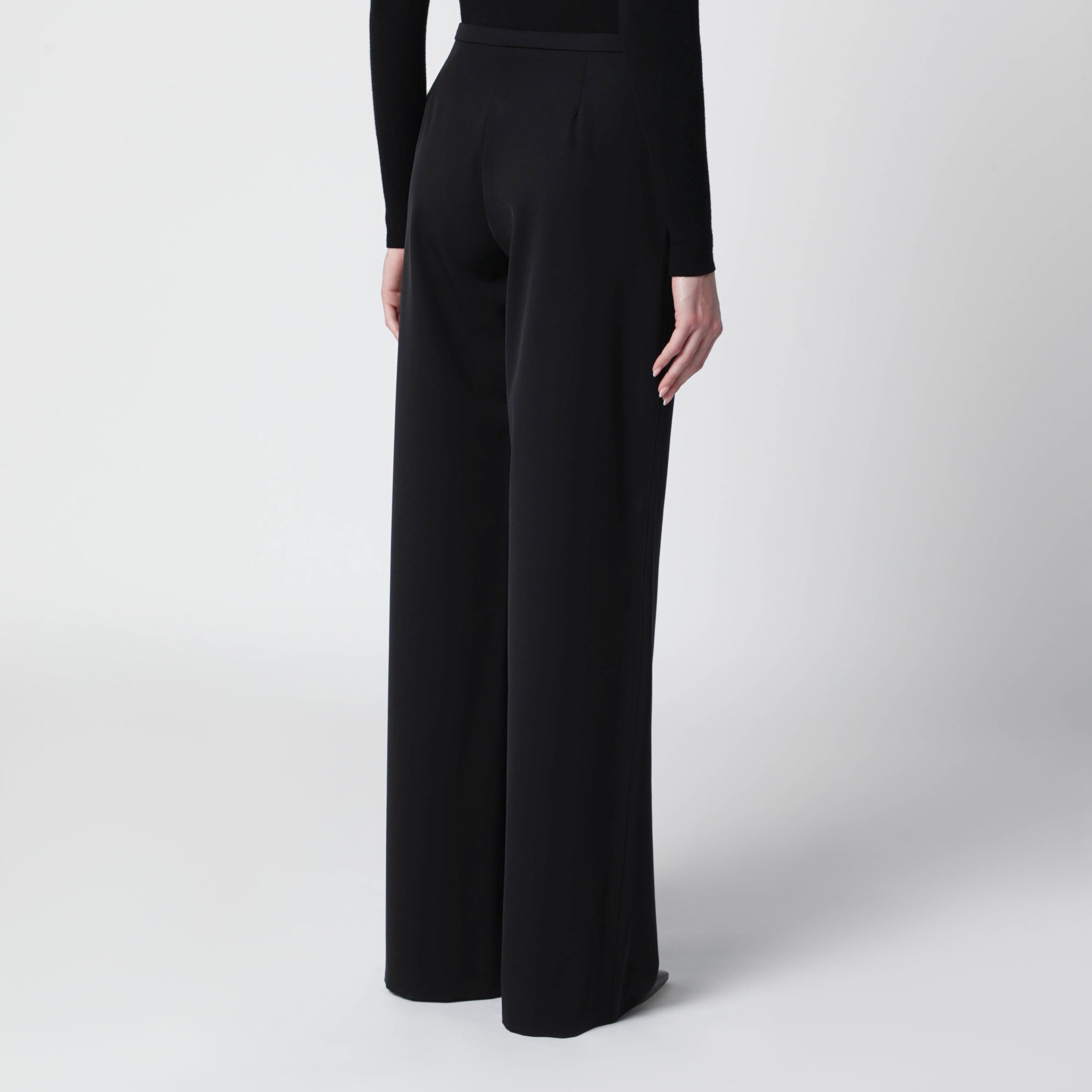 Oversized lightweight wool trousers in black