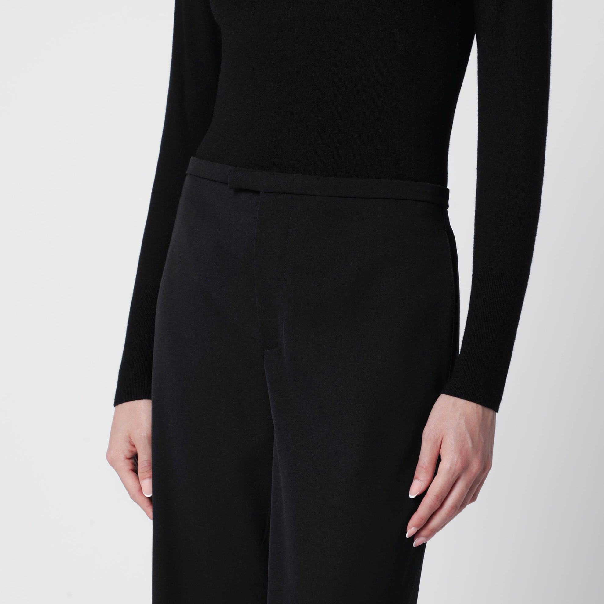 Oversized lightweight wool trousers in black