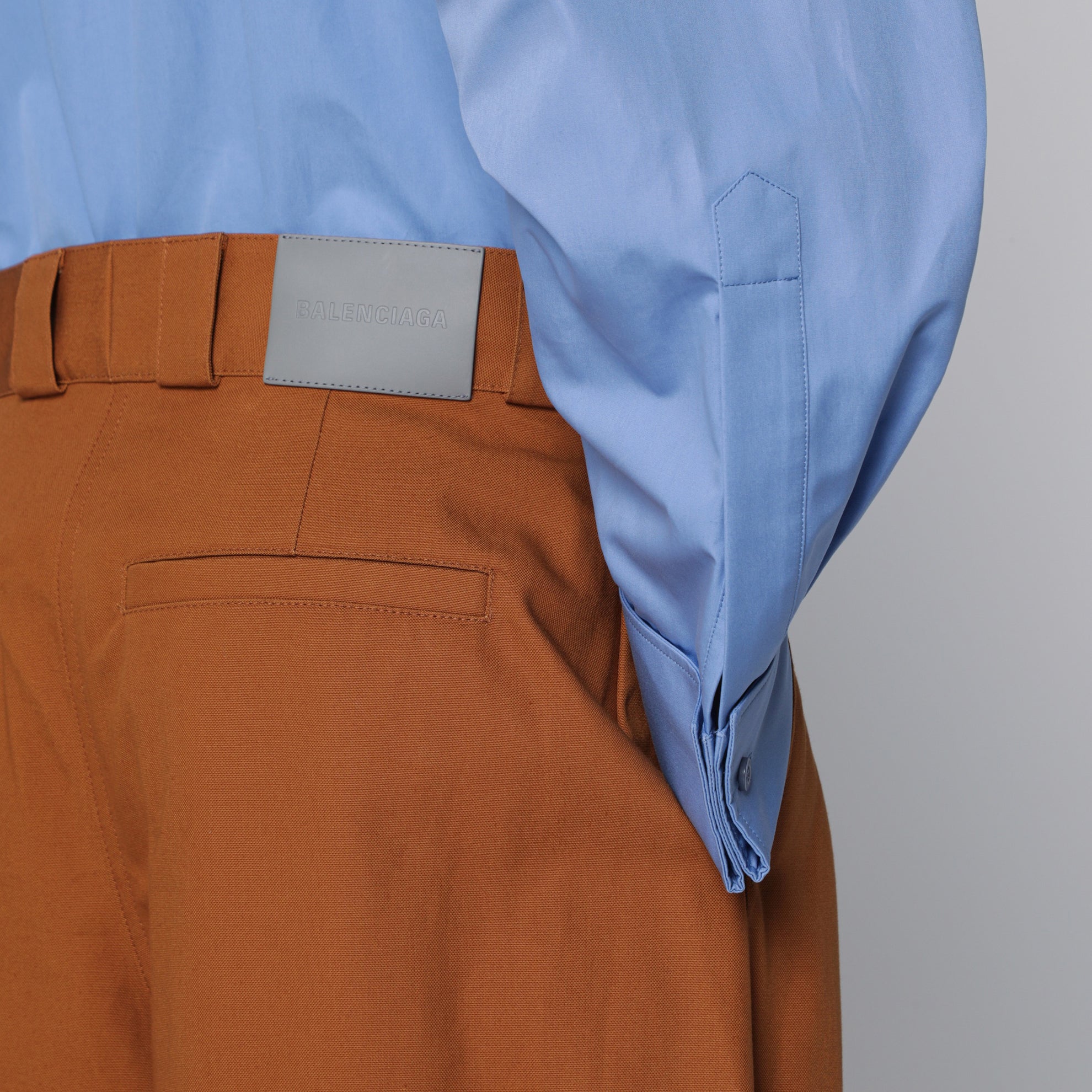 Camel-colored cotton trousers