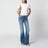 Low-Rise Flare-Jeans mit Horsebit aus Stretch-Denim, blau