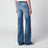 Low-Rise Flare-Jeans mit Horsebit aus Stretch-Denim, blau