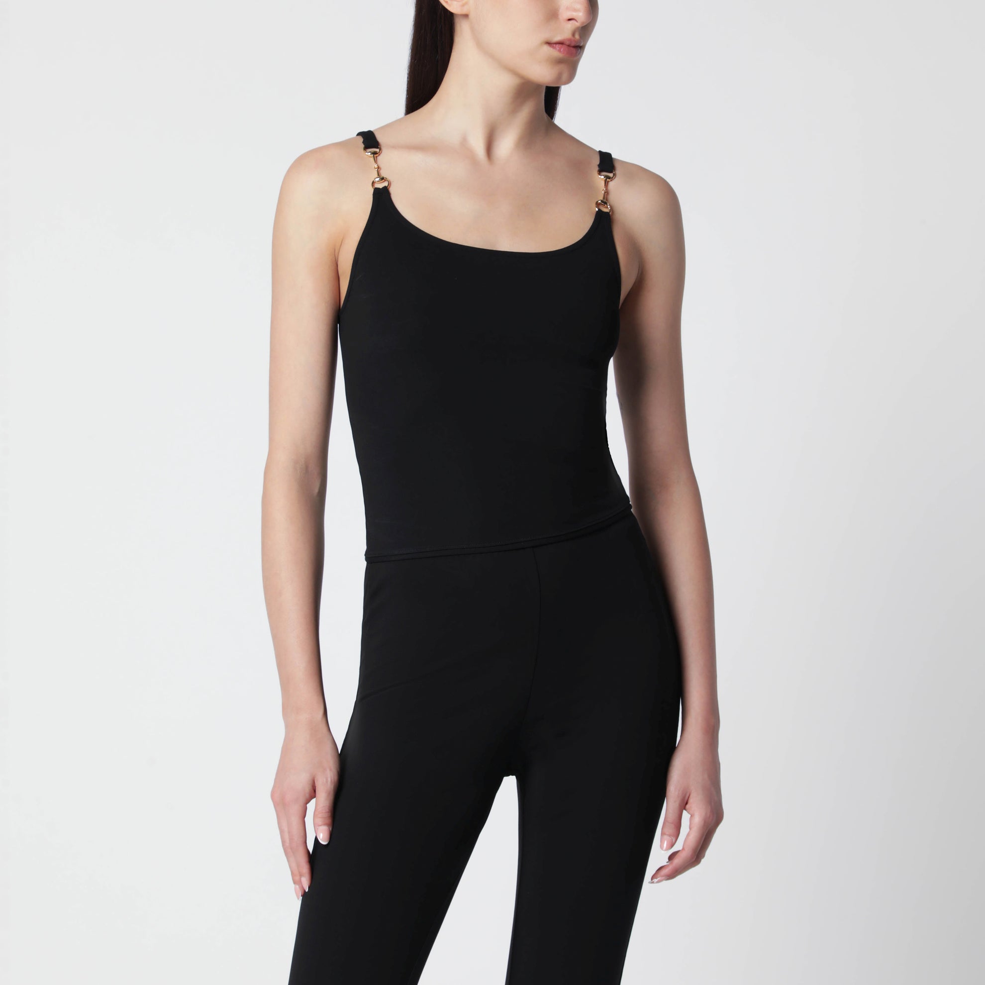 Top en jersey crêpe de viscose avec mors noir