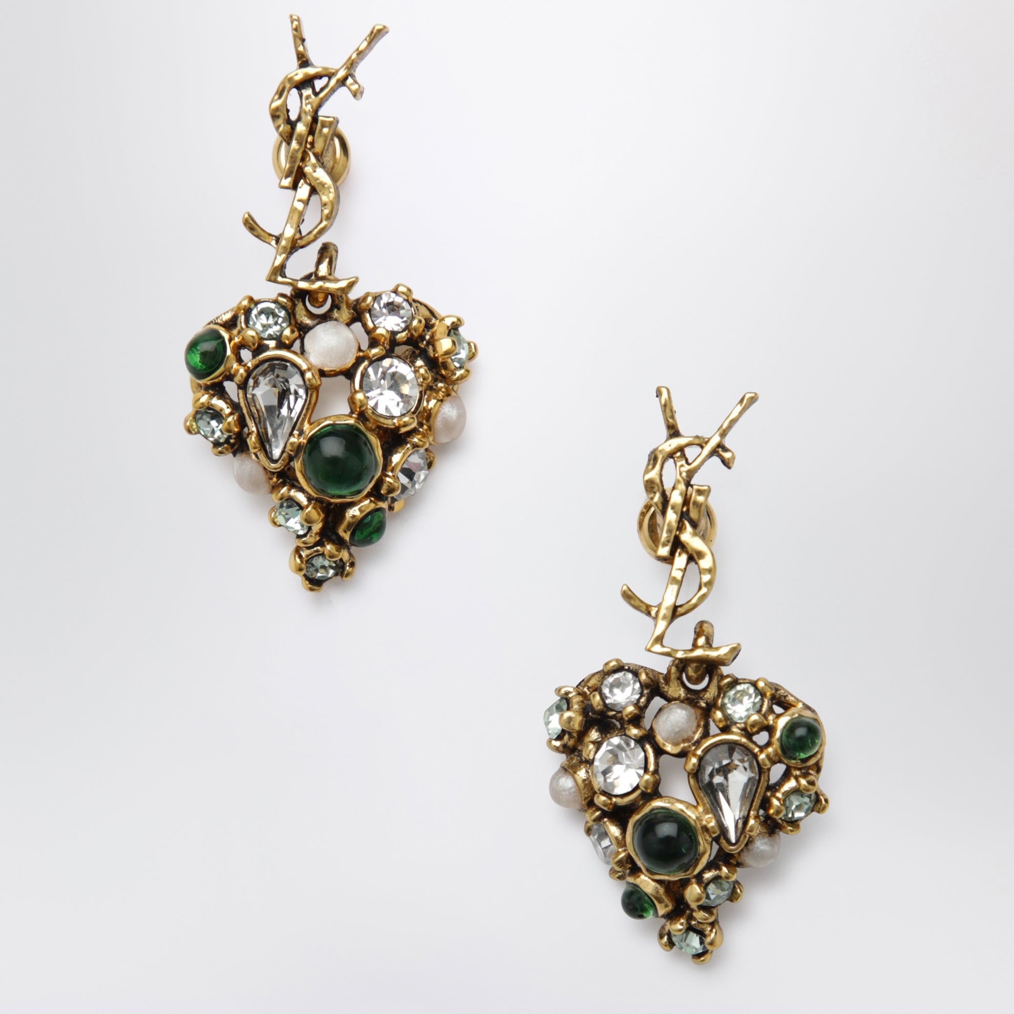 Boucles d’oreilles cœur Cassandre à cristaux dorées