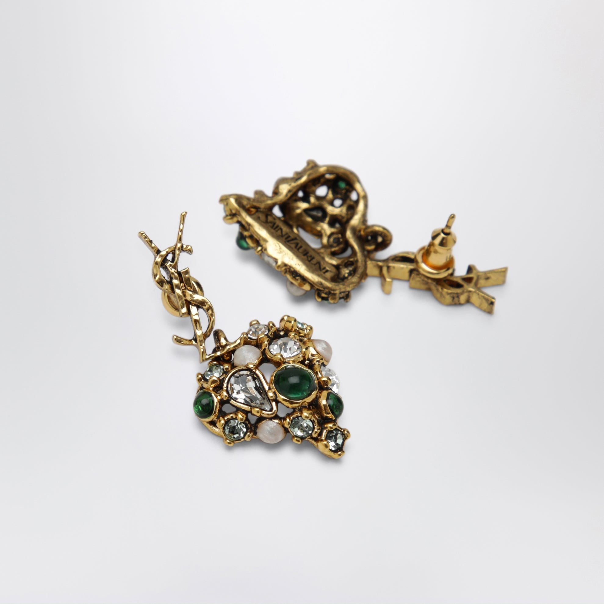 Boucles d’oreilles cœur Cassandre à cristaux dorées