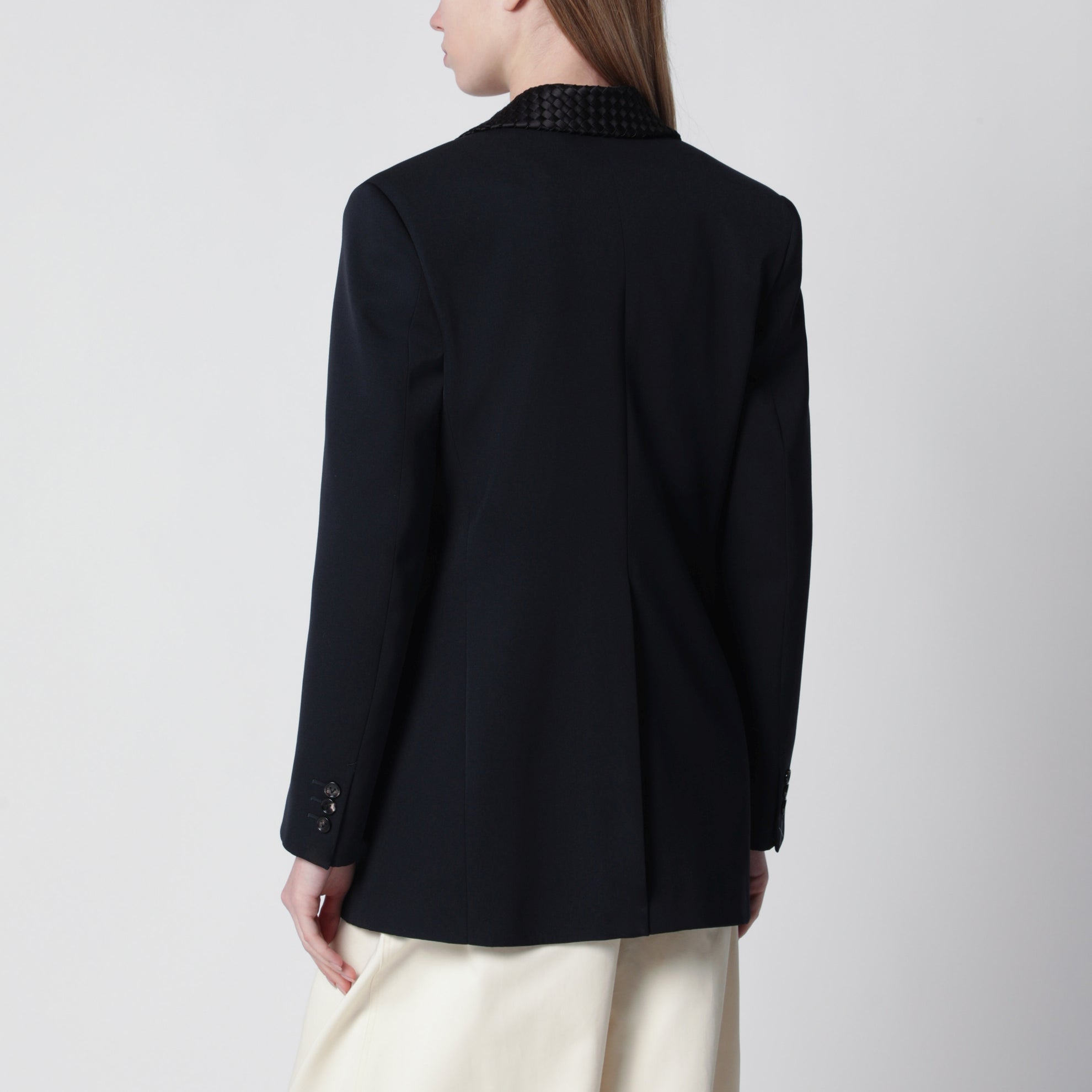 Blue grain de poudre wool tuxedo jacket