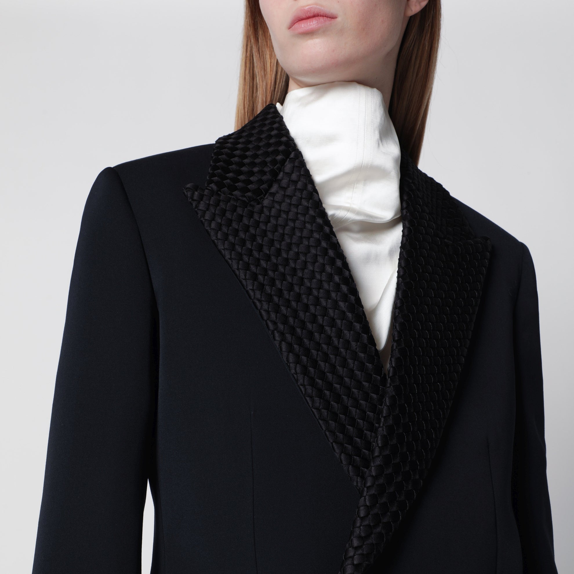 Blue grain de poudre wool tuxedo jacket