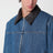 Blaue Denimjacke mit Intrecciato-Kragen