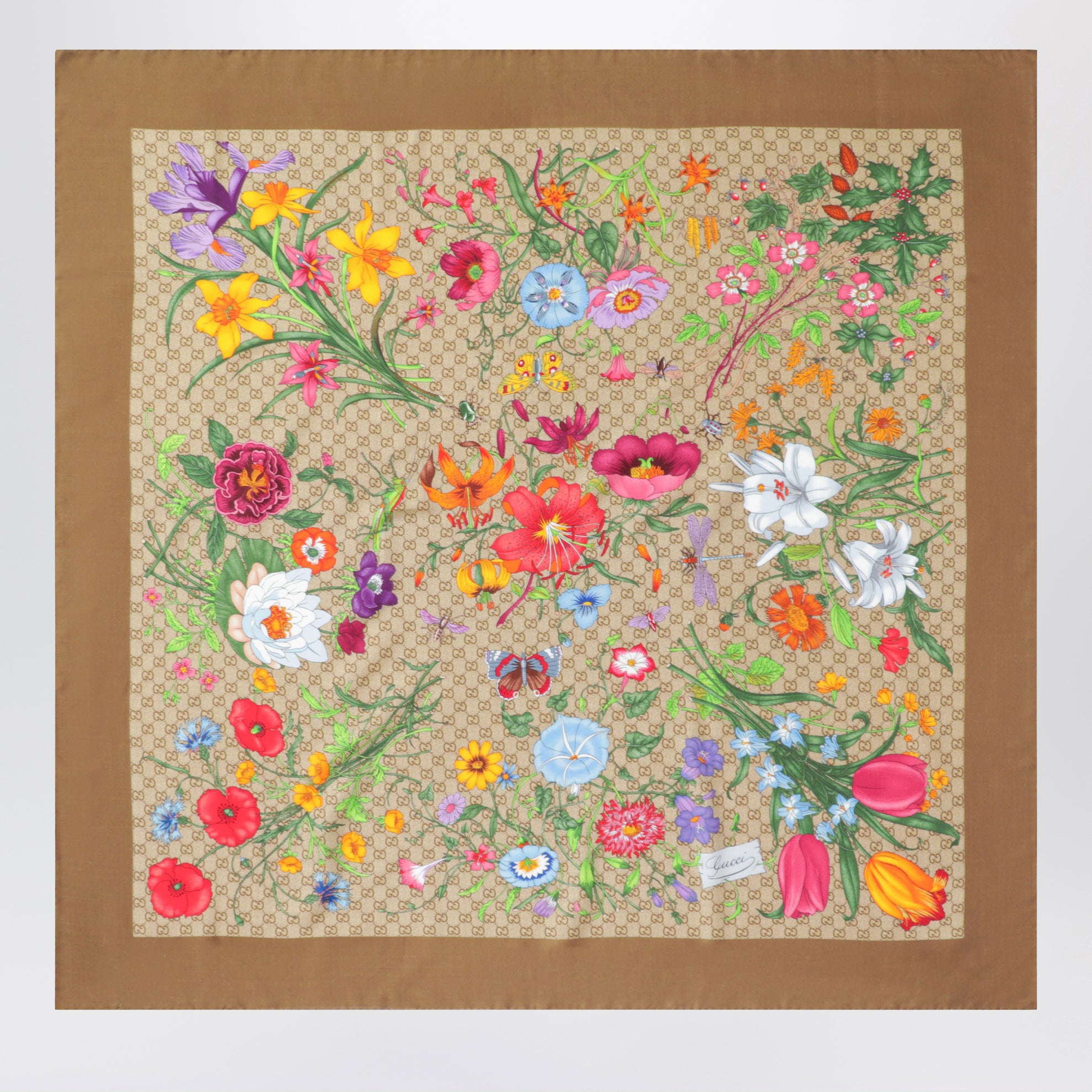 Scialle in lana e seta con stampa GG jacquard