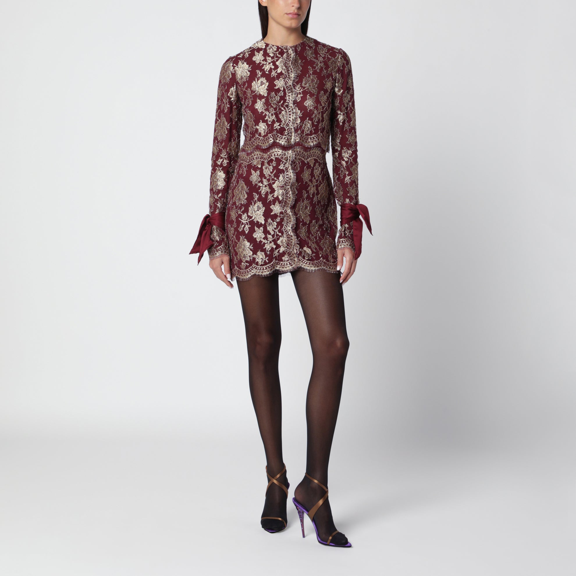 Pepin mini dress in metallic lace