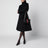 Cappotto lungo nero in seta e lana