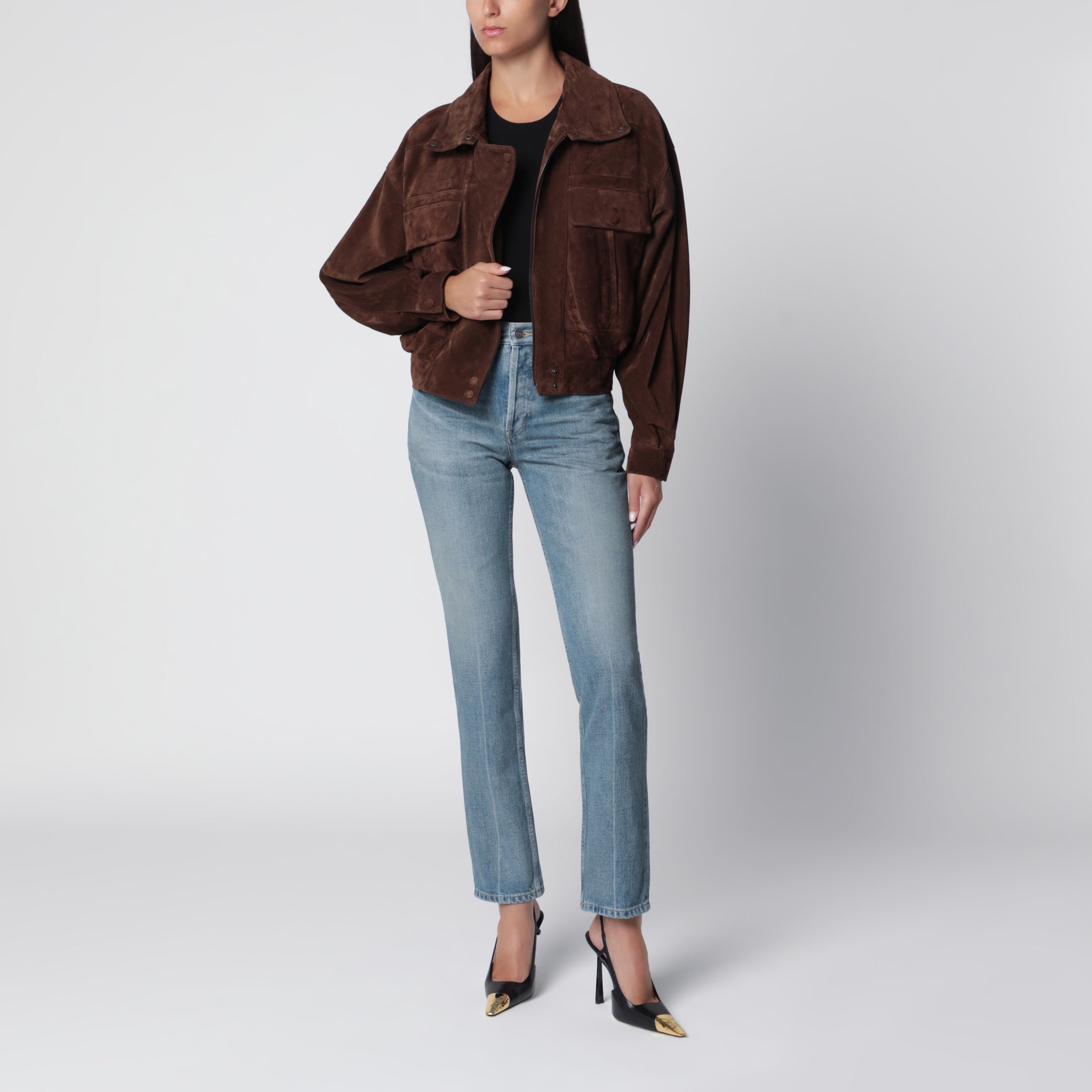 Jeans dritti blu in denim