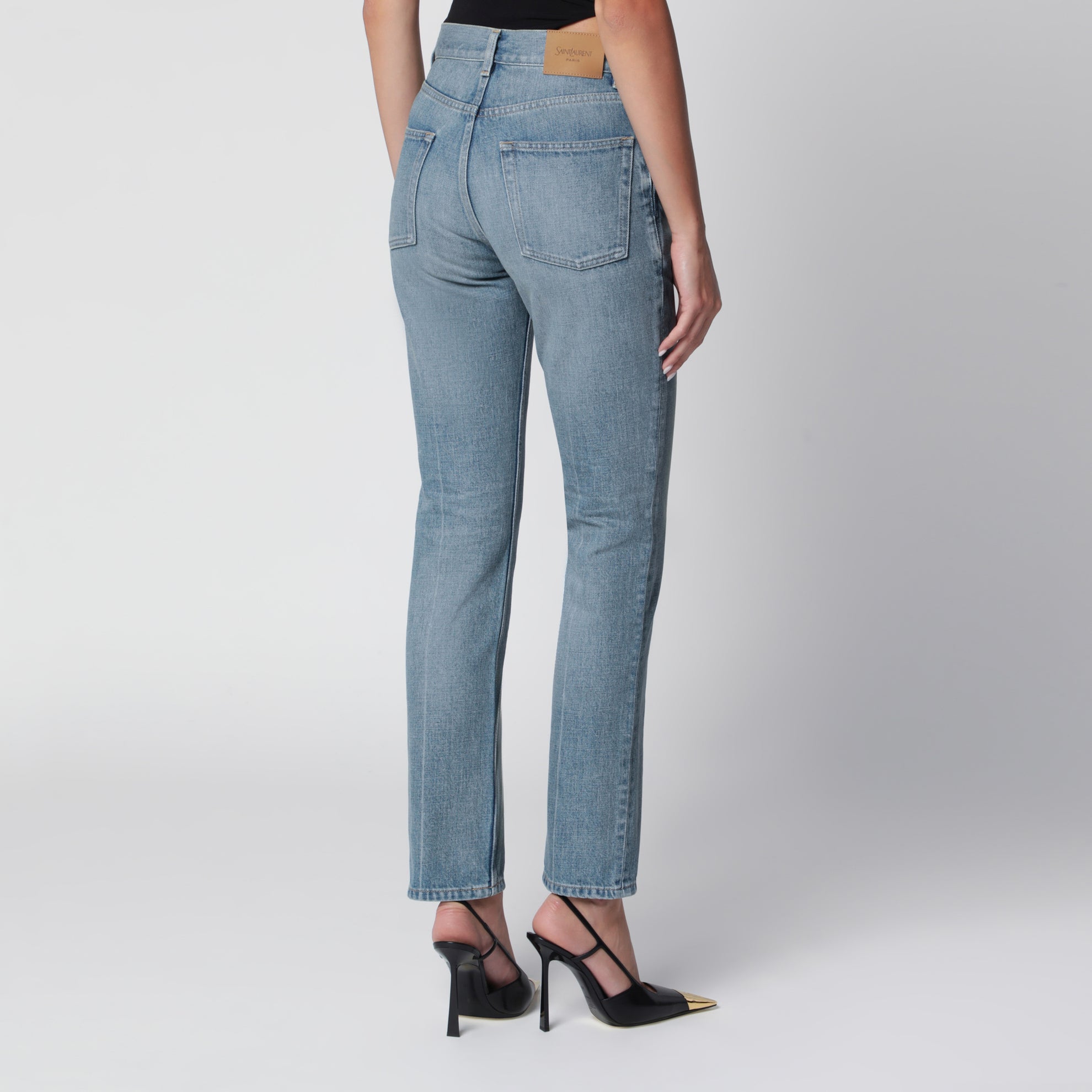 Jeans dritti blu in denim