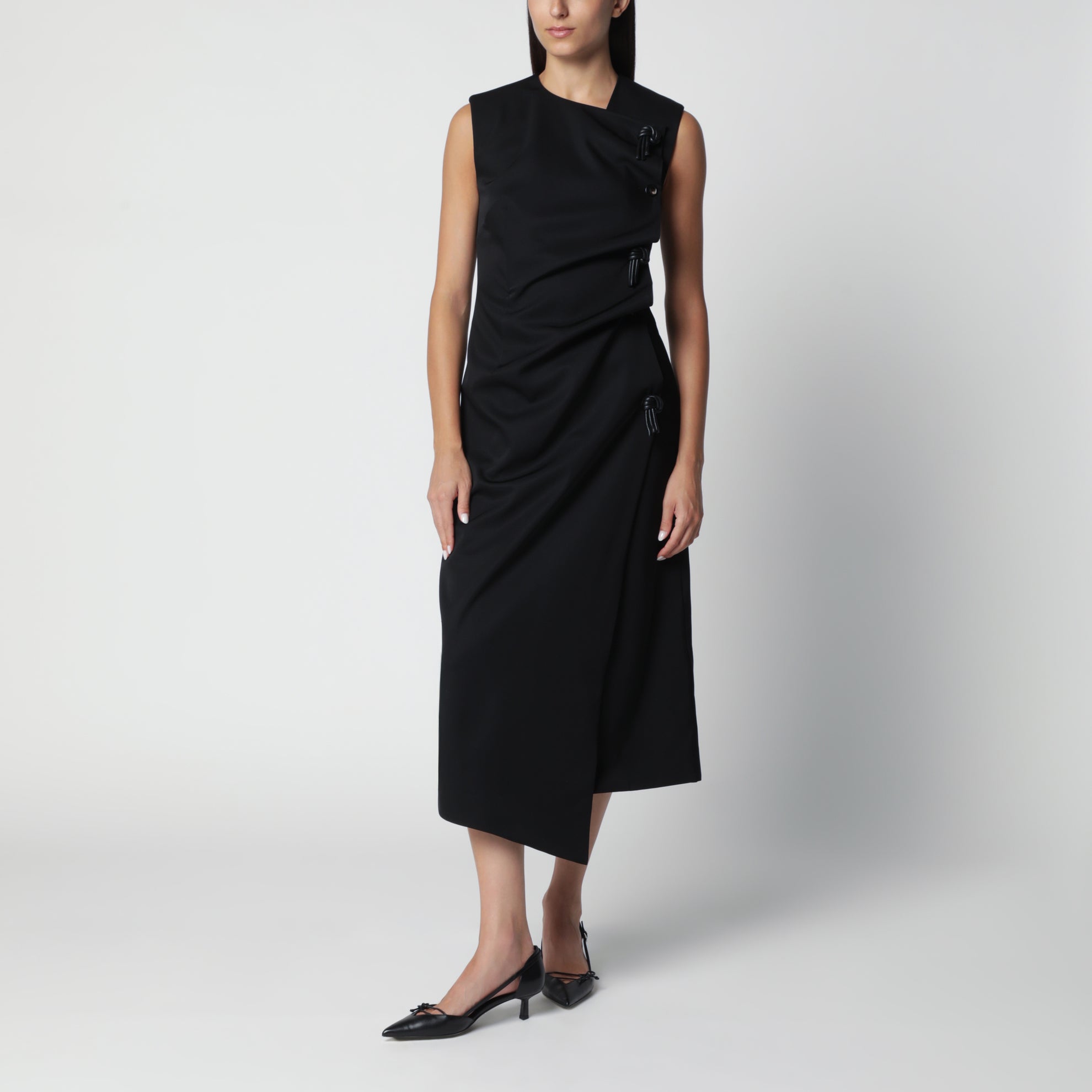 Abito midi nero in lana