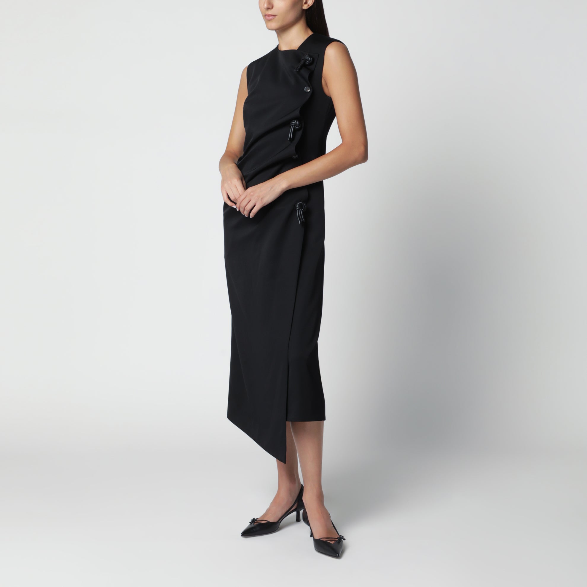 Abito midi nero in lana