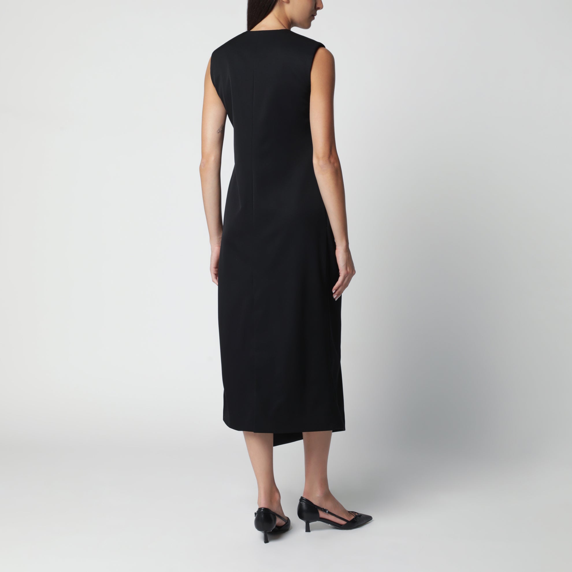 Abito midi nero in lana