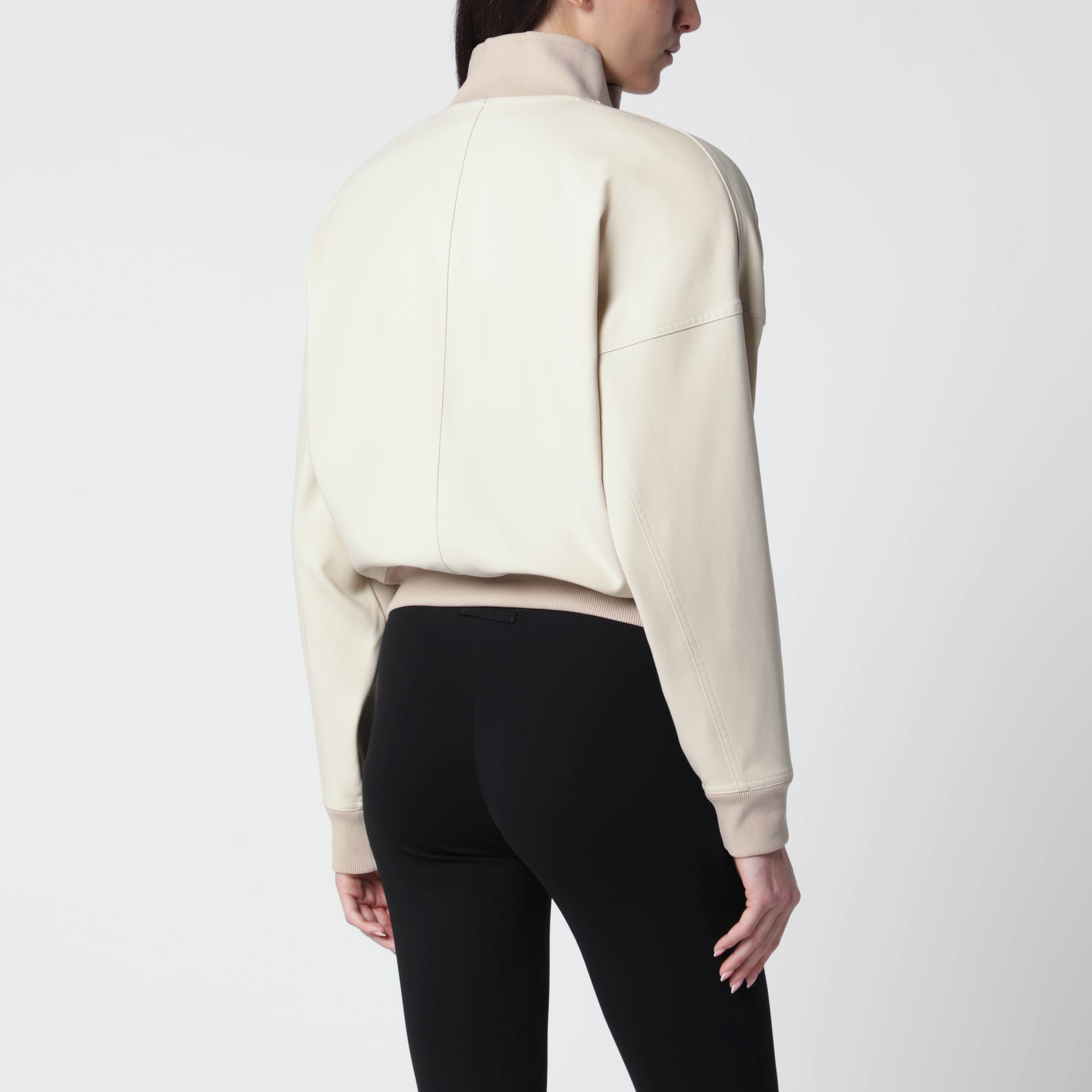 Veste zippée en popeline écru