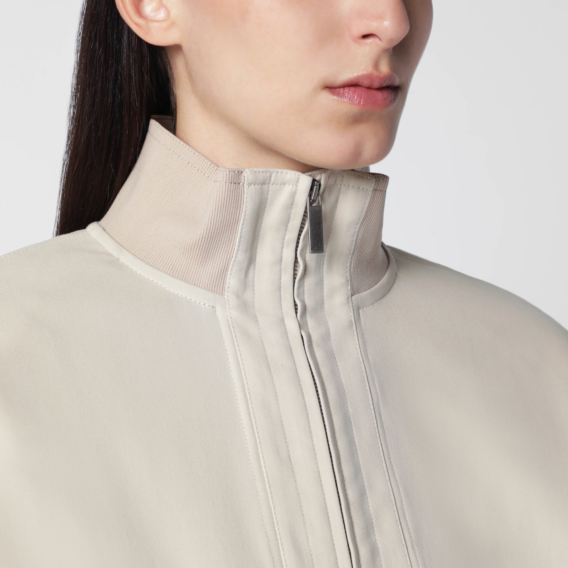 Veste zippée en popeline écru