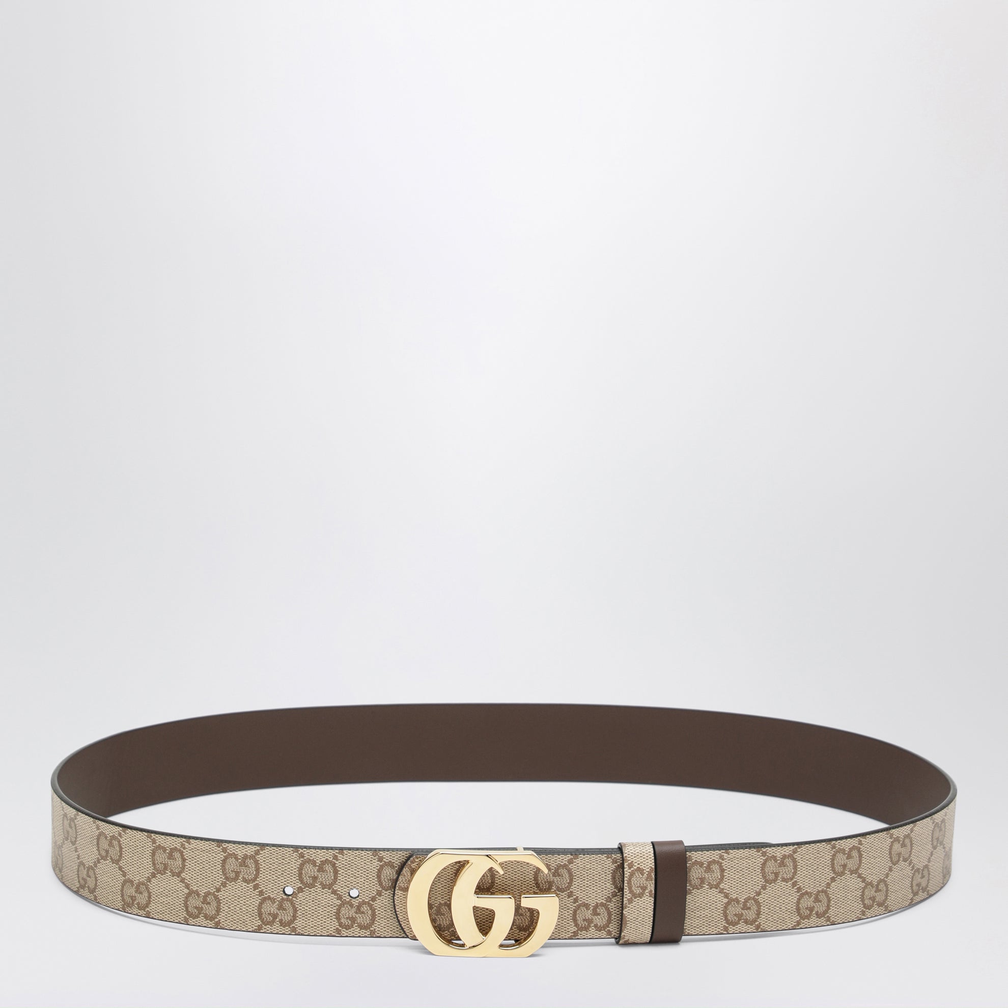 Cintura reversibile Cut GG Marmont sabbia/marrone scuro
