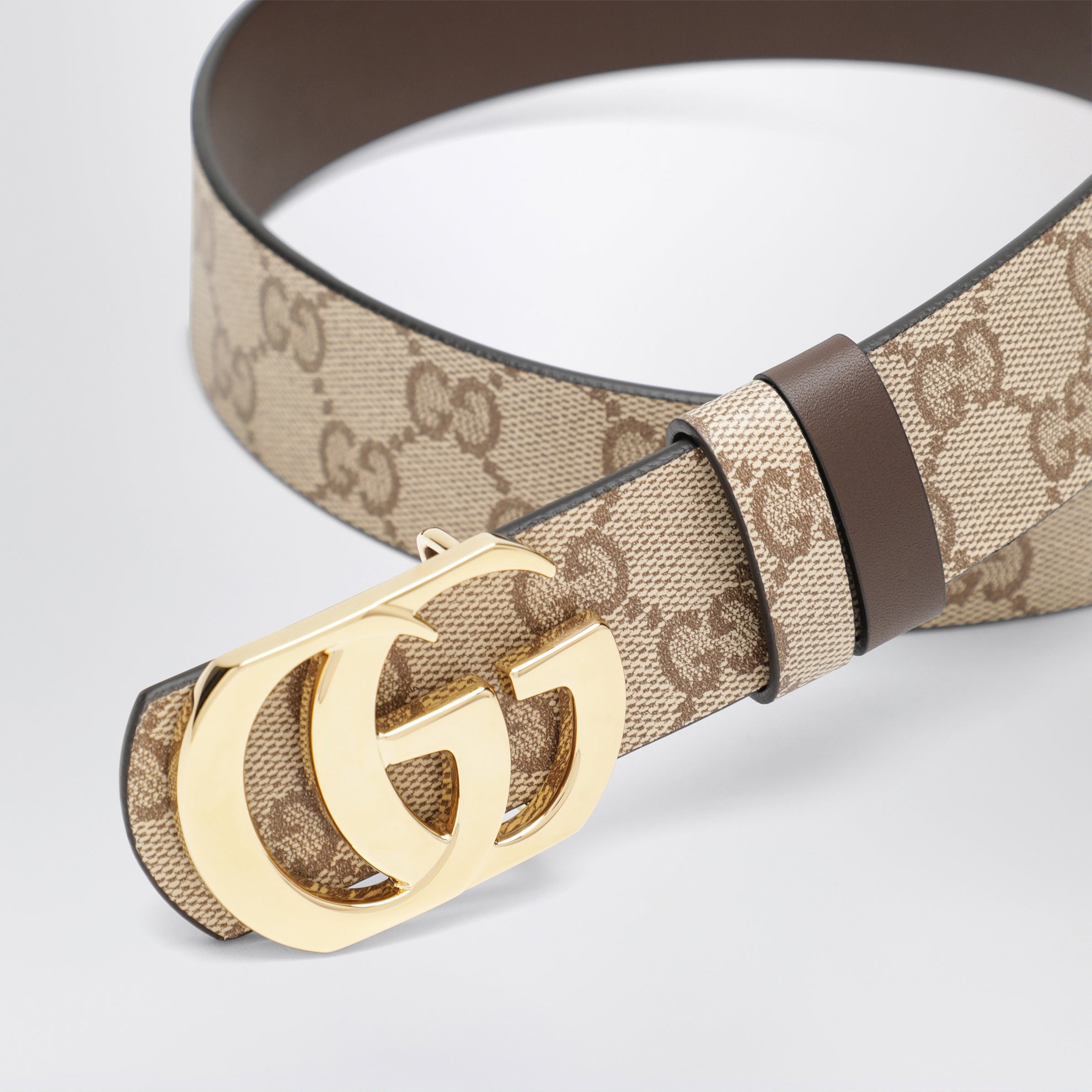 Cintura reversibile Cut GG Marmont sabbia/marrone scuro