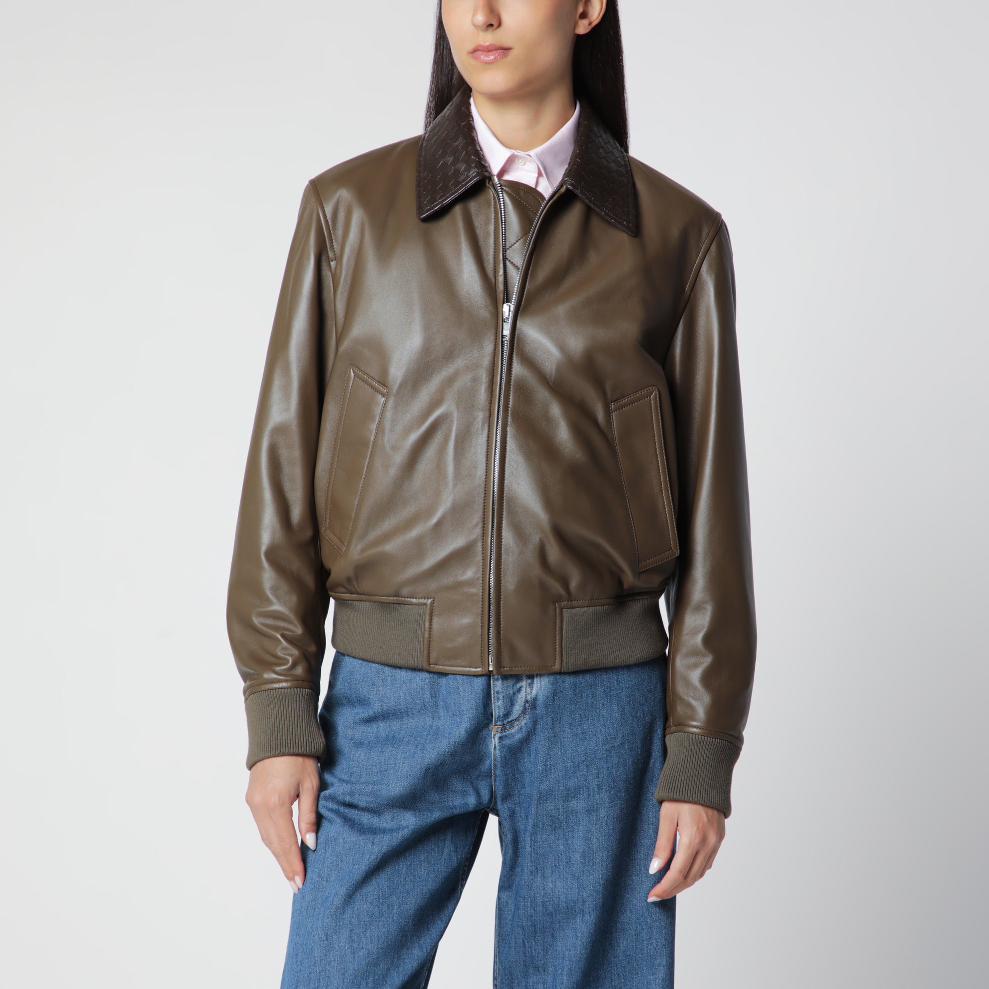 Wader Green Glossy Leather Jacket