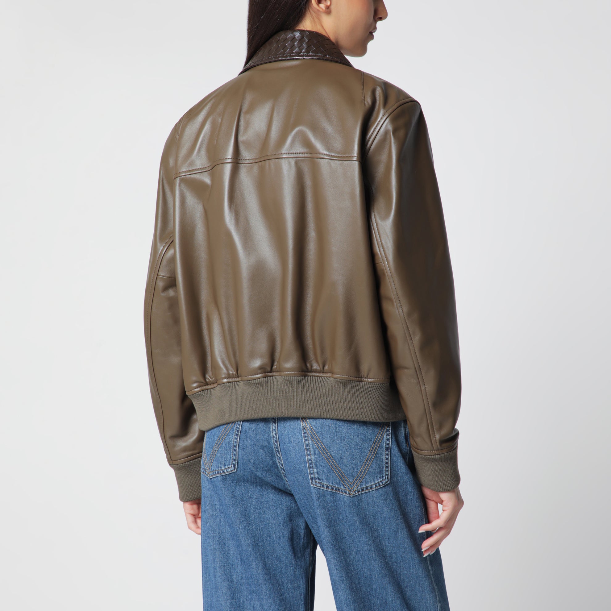 Wader Green Glossy Leather Jacket