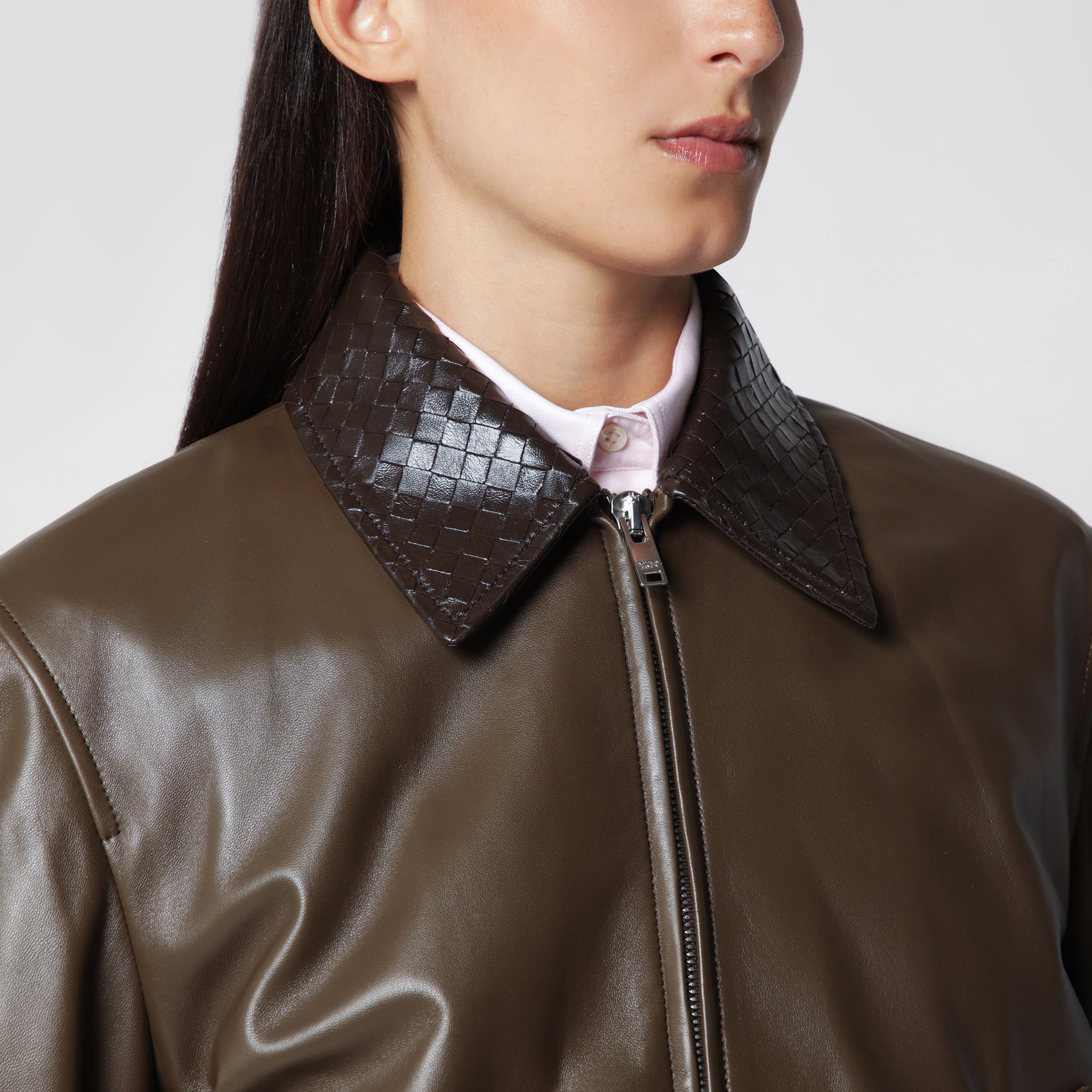 Wader Green Glossy Leather Jacket
