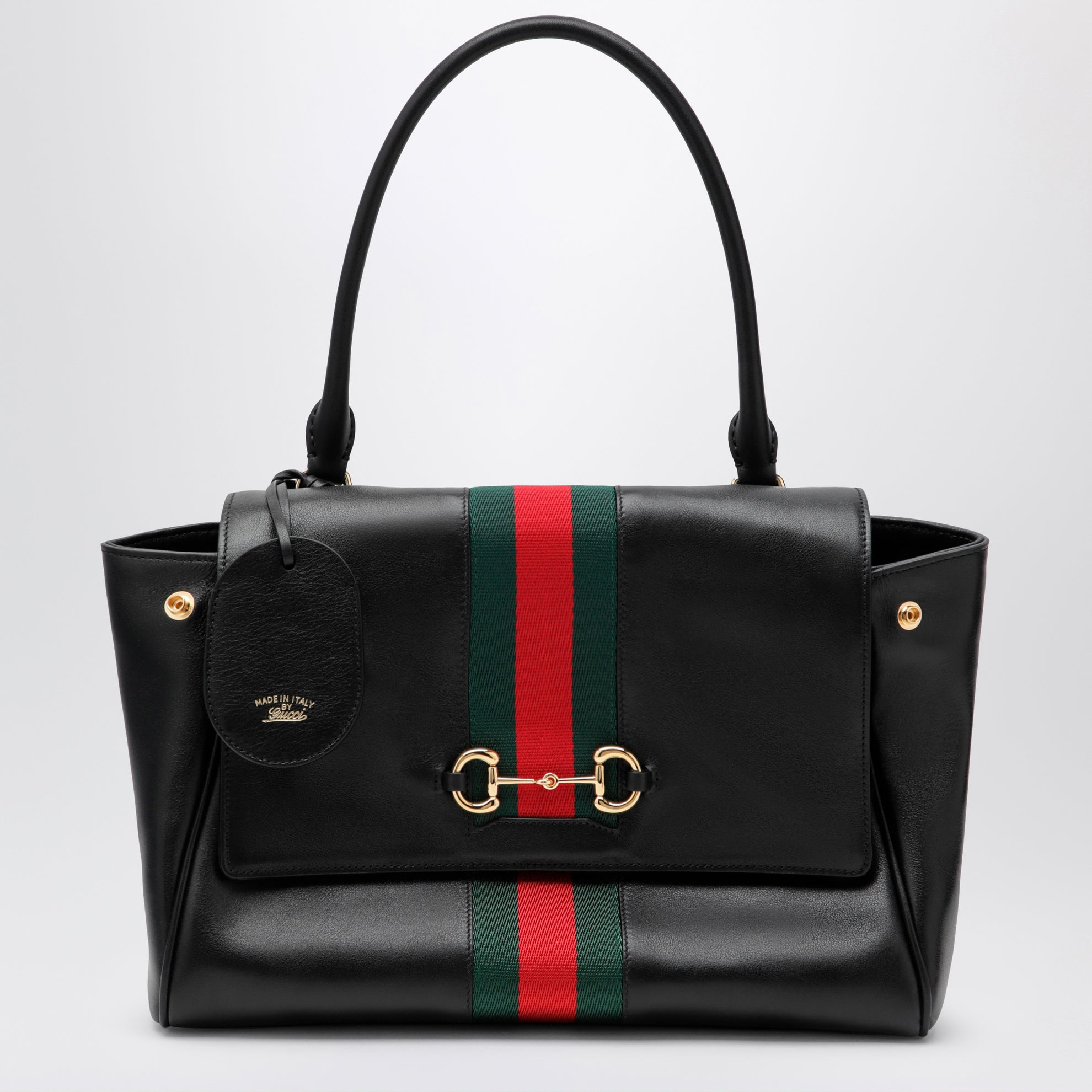 Paparazzo medium top-handle bag in soft black leather