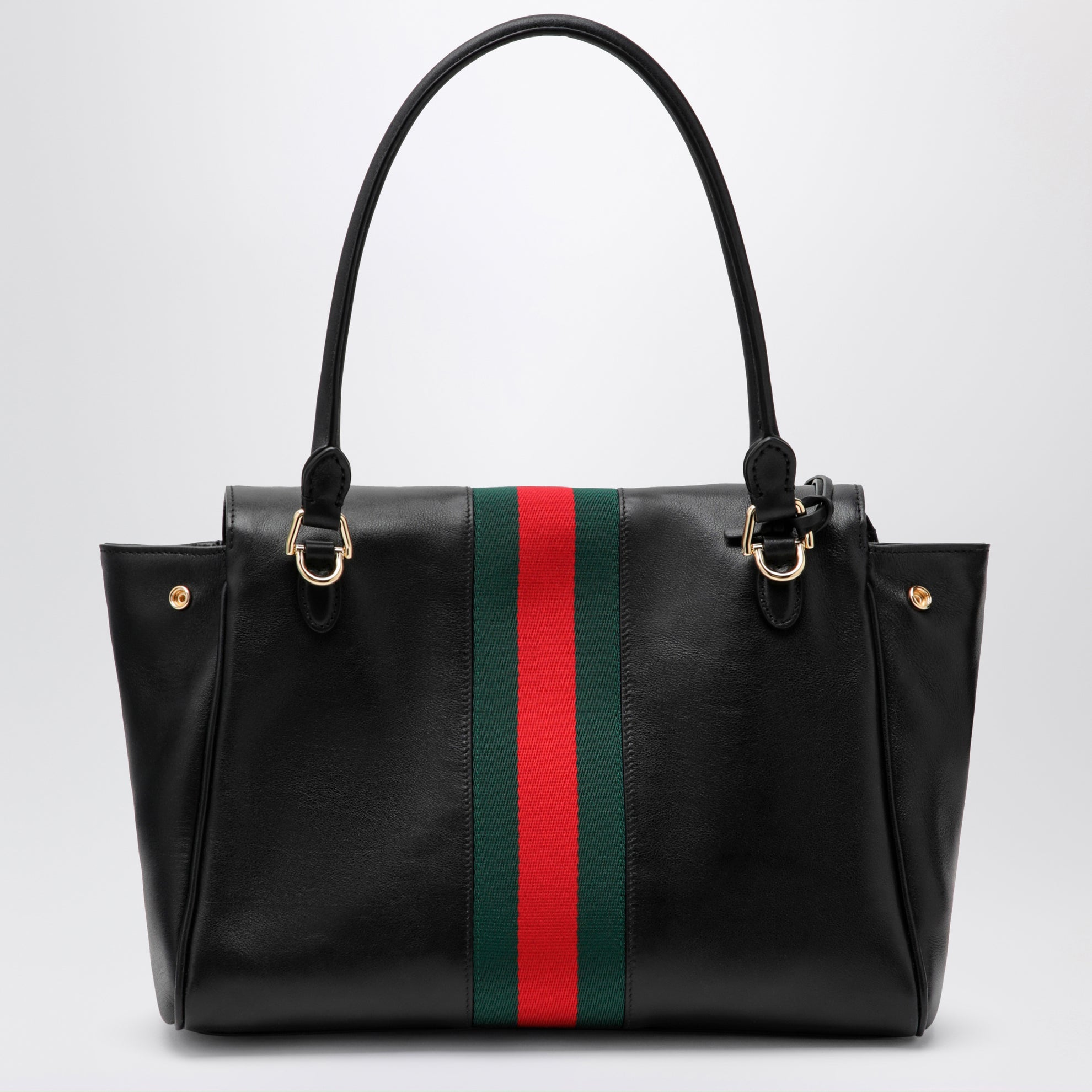 Paparazzo medium top-handle bag in soft black leather