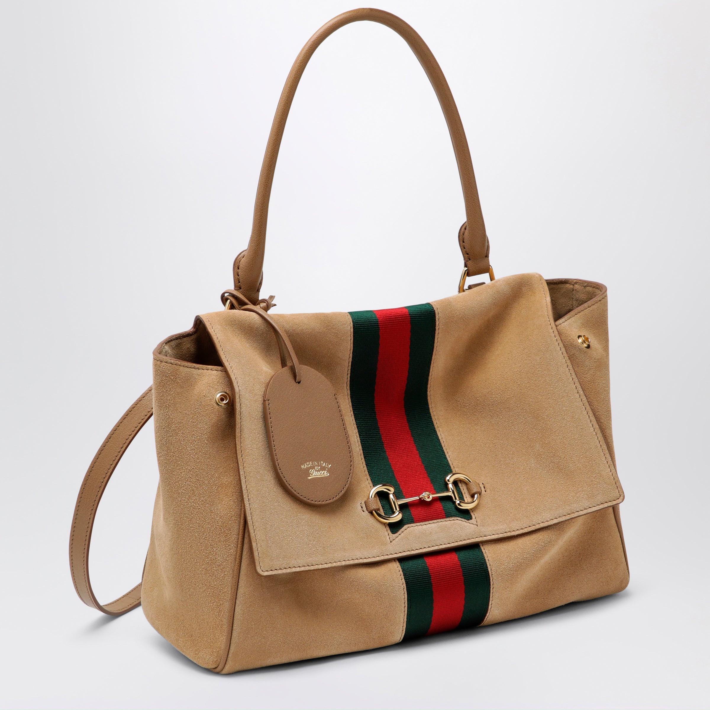 GUCCI Medium Paparazzo handbag in sand-coloured suede | TheDoubleF