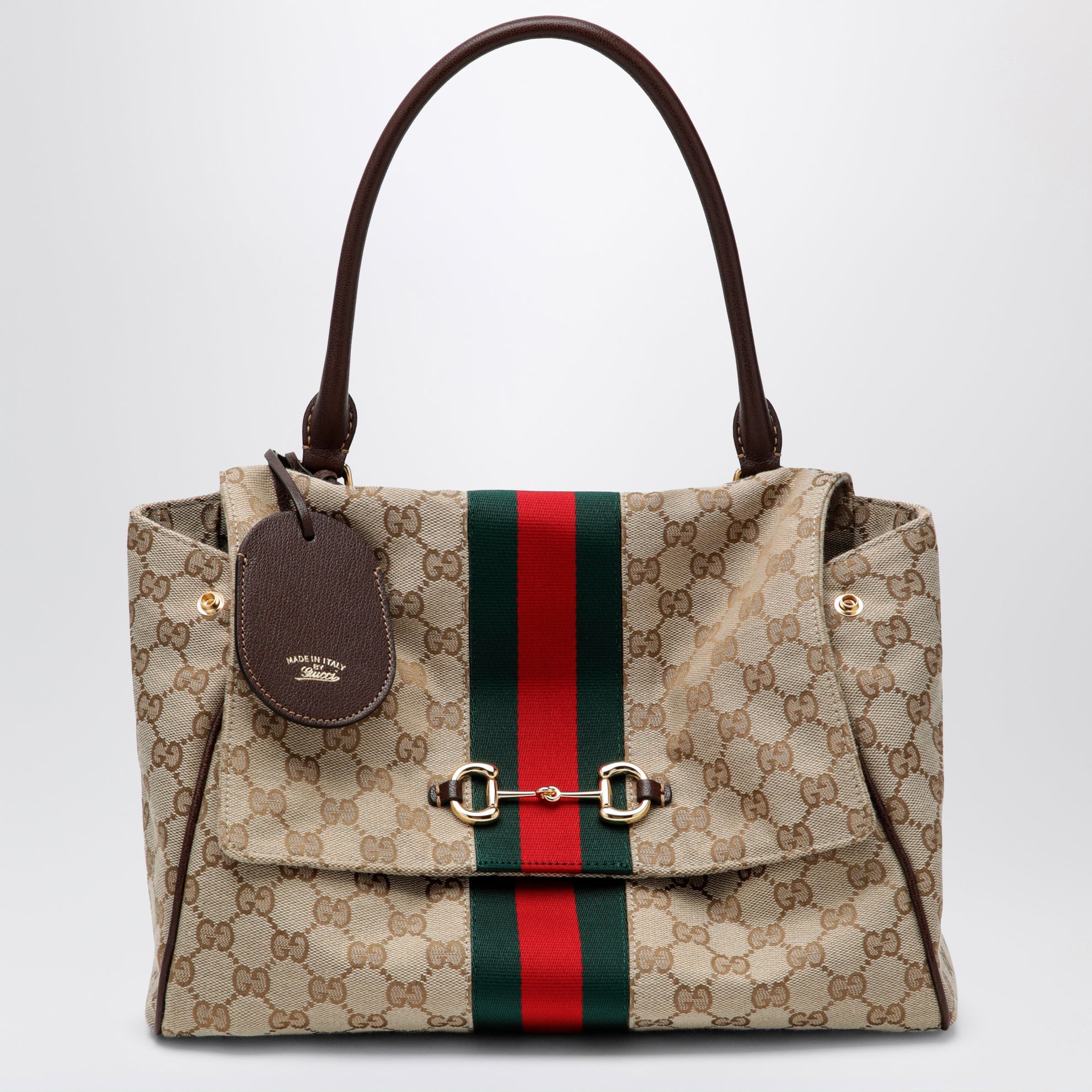 Medium Paparazzo top-handle bag in GG canvas, brown