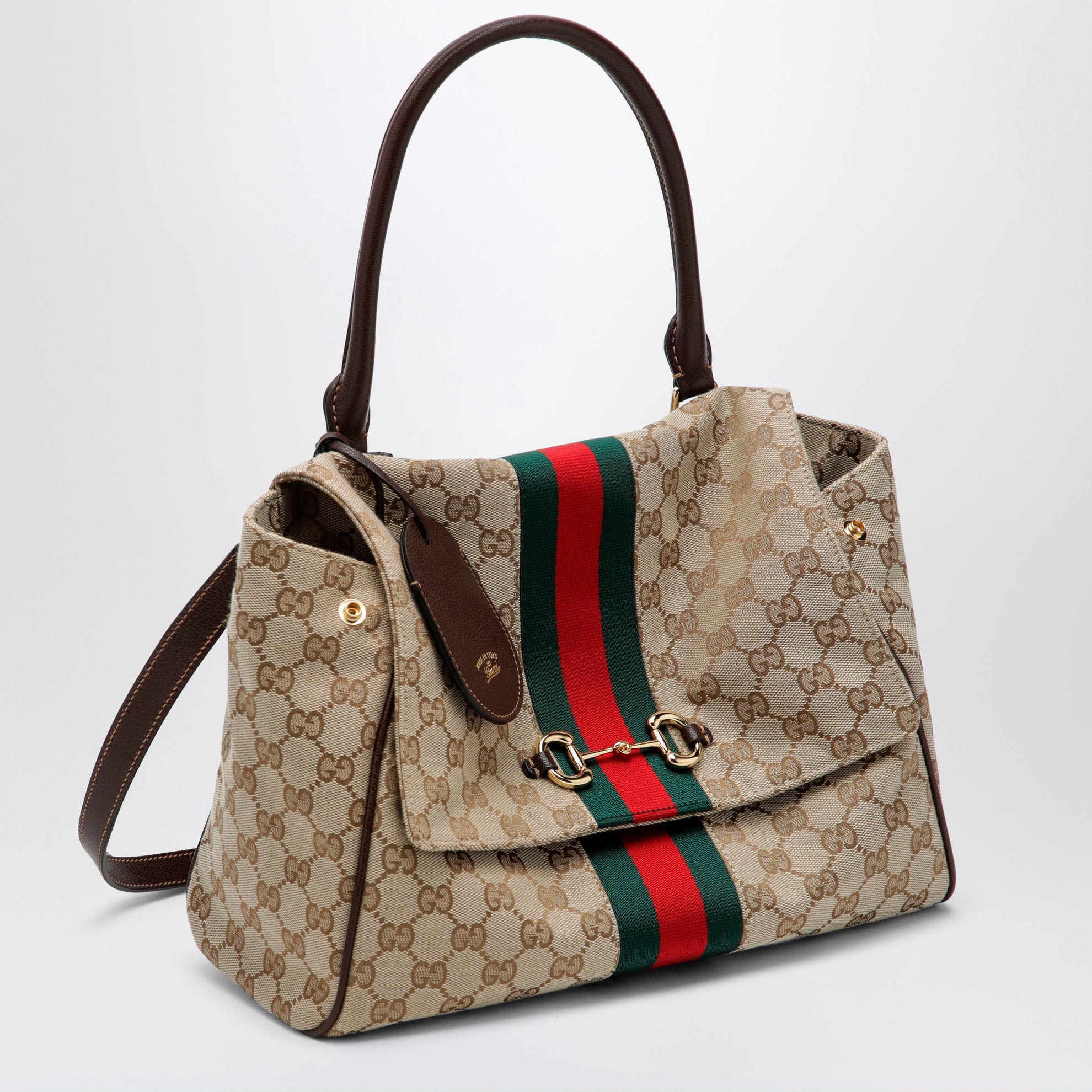 Medium Paparazzo top-handle bag in GG canvas, brown