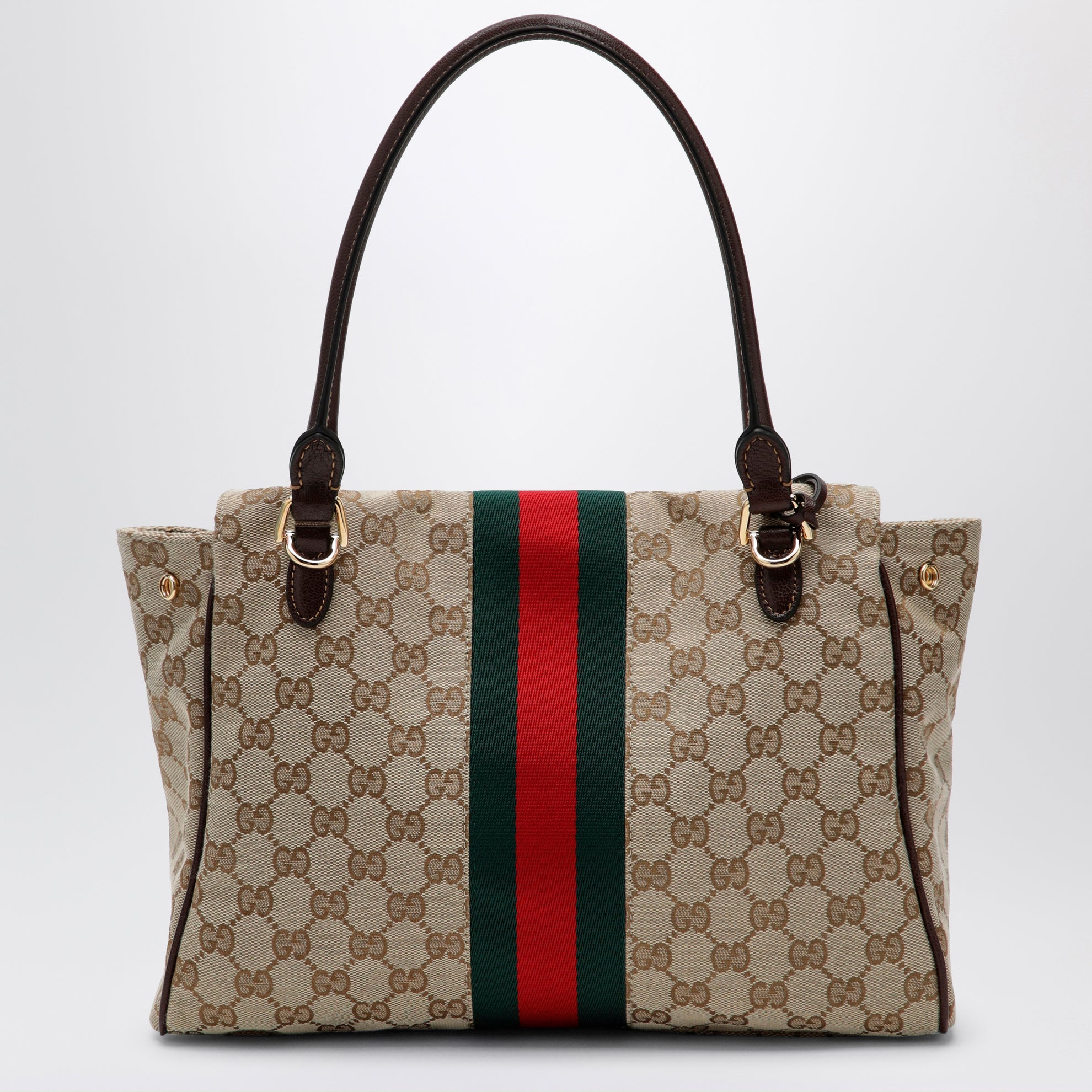 Medium Paparazzo top-handle bag in GG canvas, brown