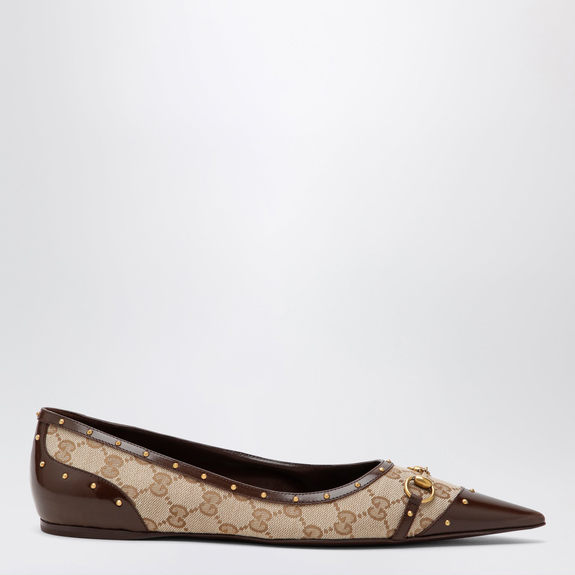 Savoy Ballerinas aus GG-Gewebe und Leder in Beige Sand/Braun