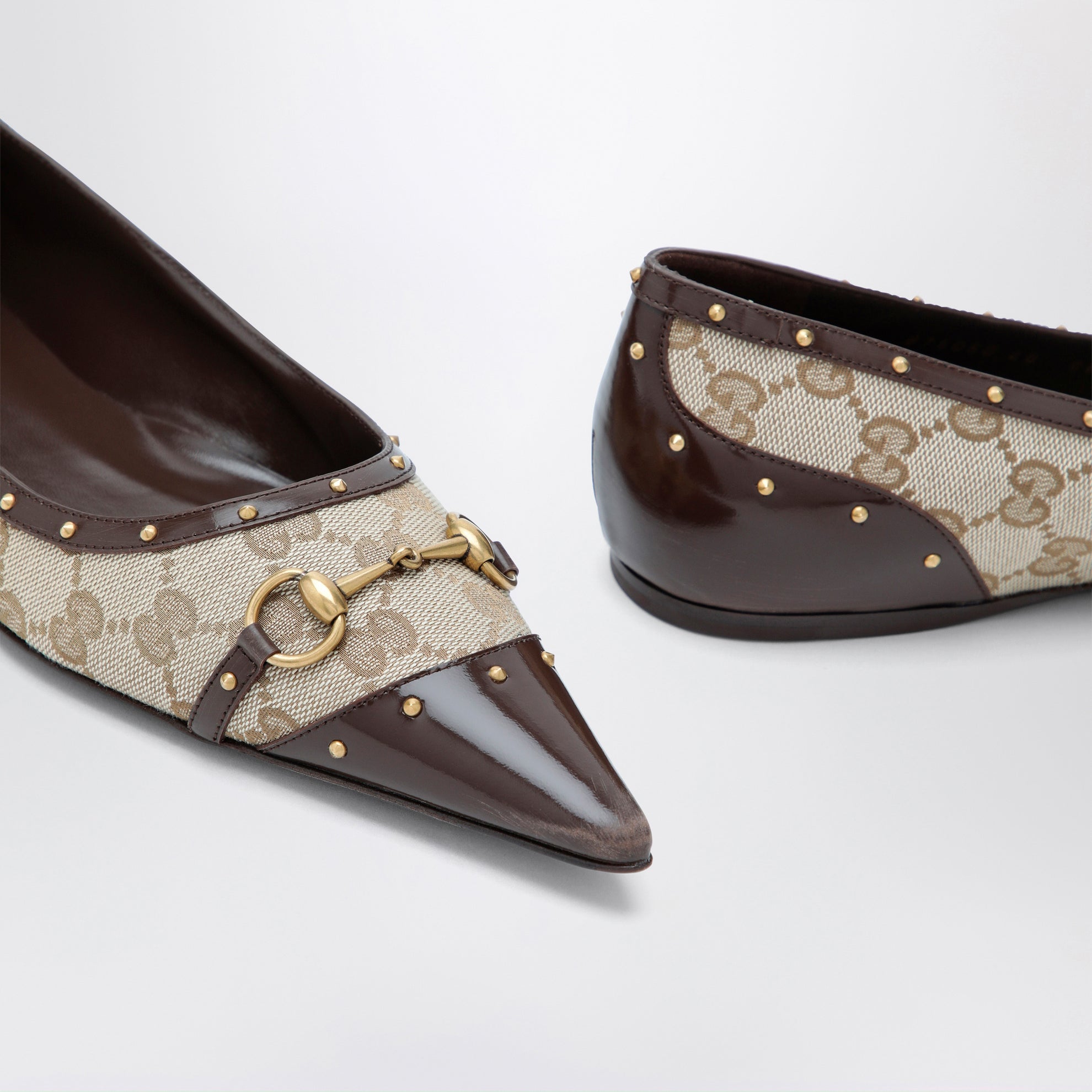 Savoy Ballerinas aus GG-Gewebe und Leder in Beige Sand/Braun