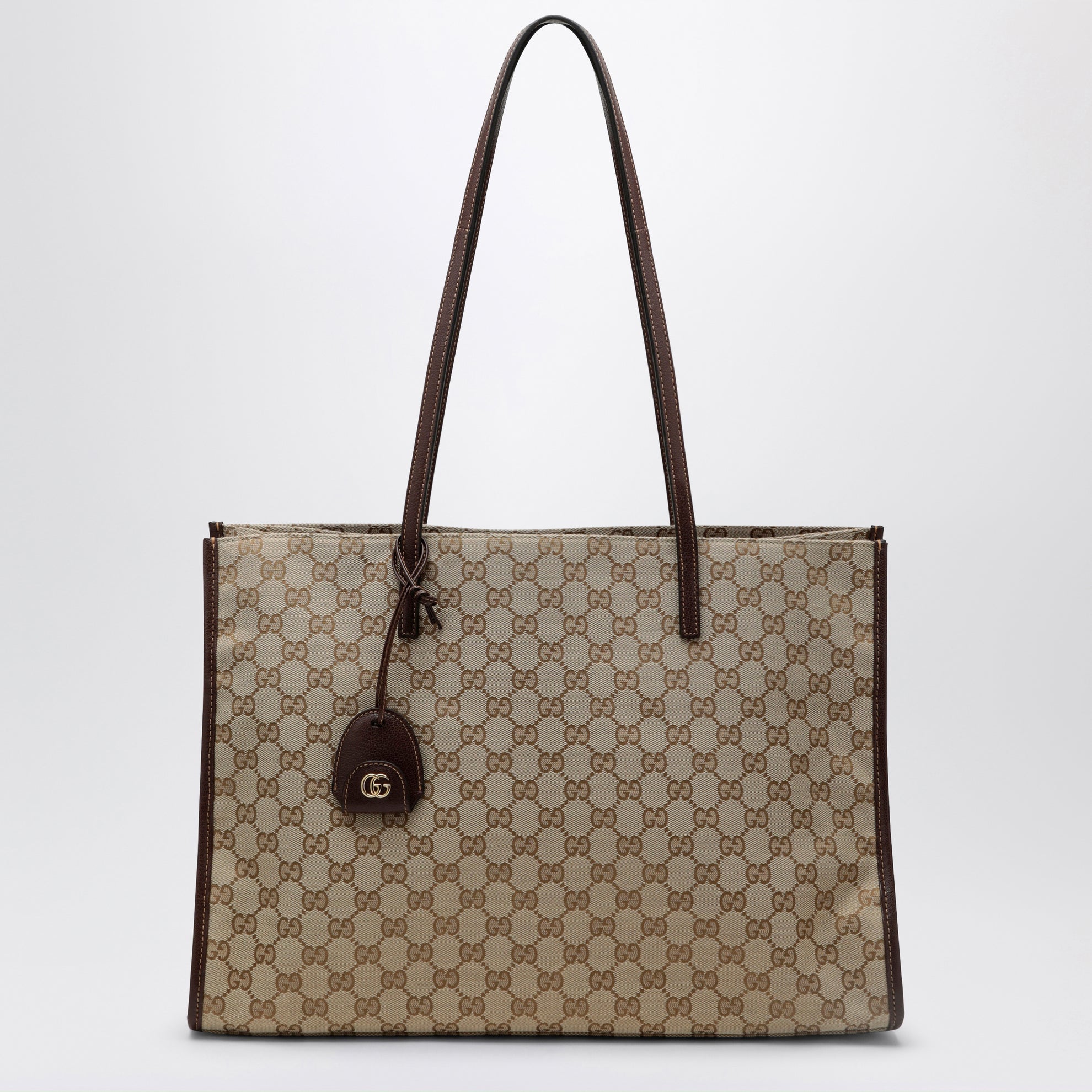 Large London shopping bag in beige sand GG fabric