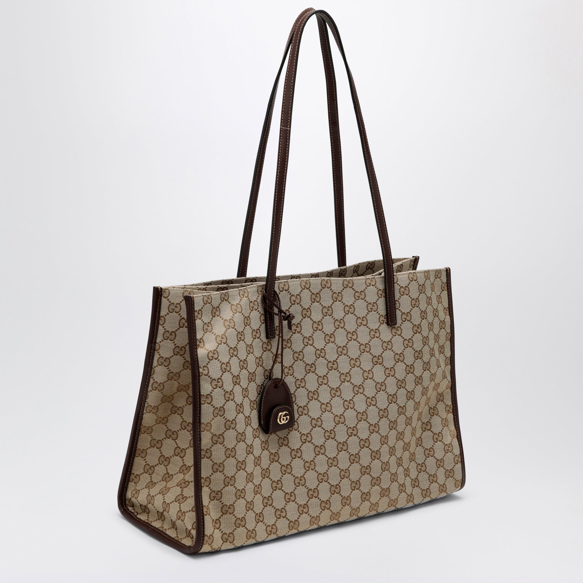 Large London shopping bag in beige sand GG fabric