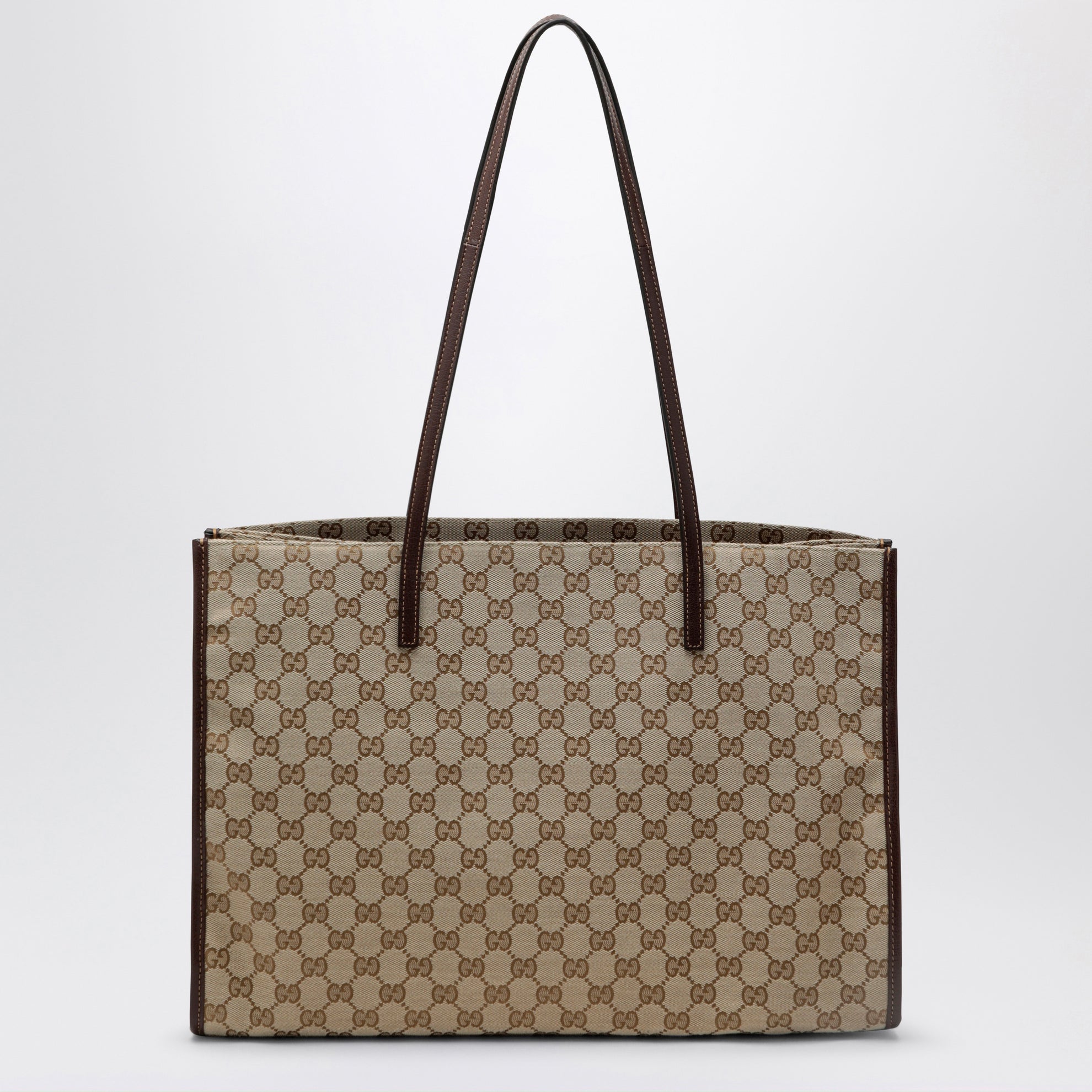 Large London shopping bag in beige sand GG fabric