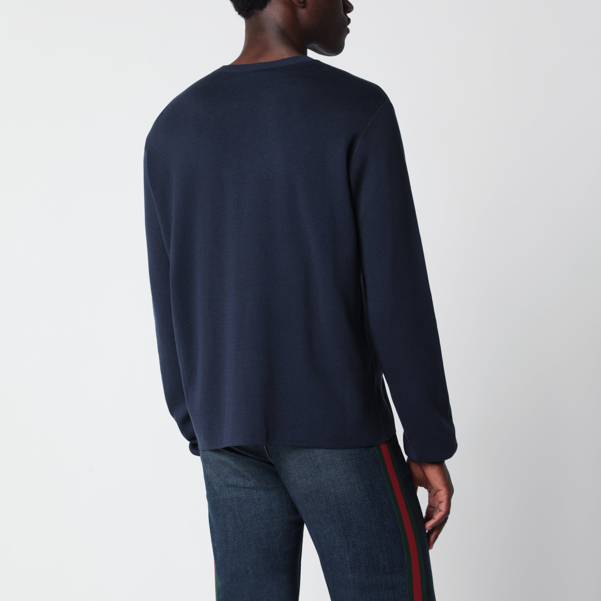 Pullover aus Seide und Baumwolle in Tintenblau