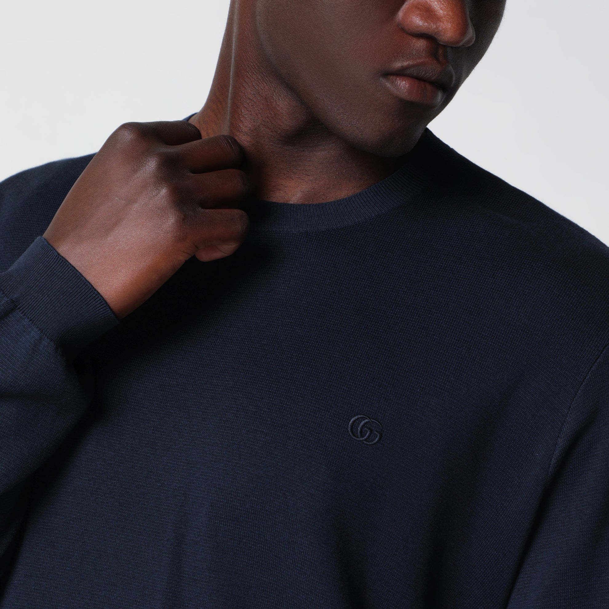 Pullover aus Seide und Baumwolle in Tintenblau