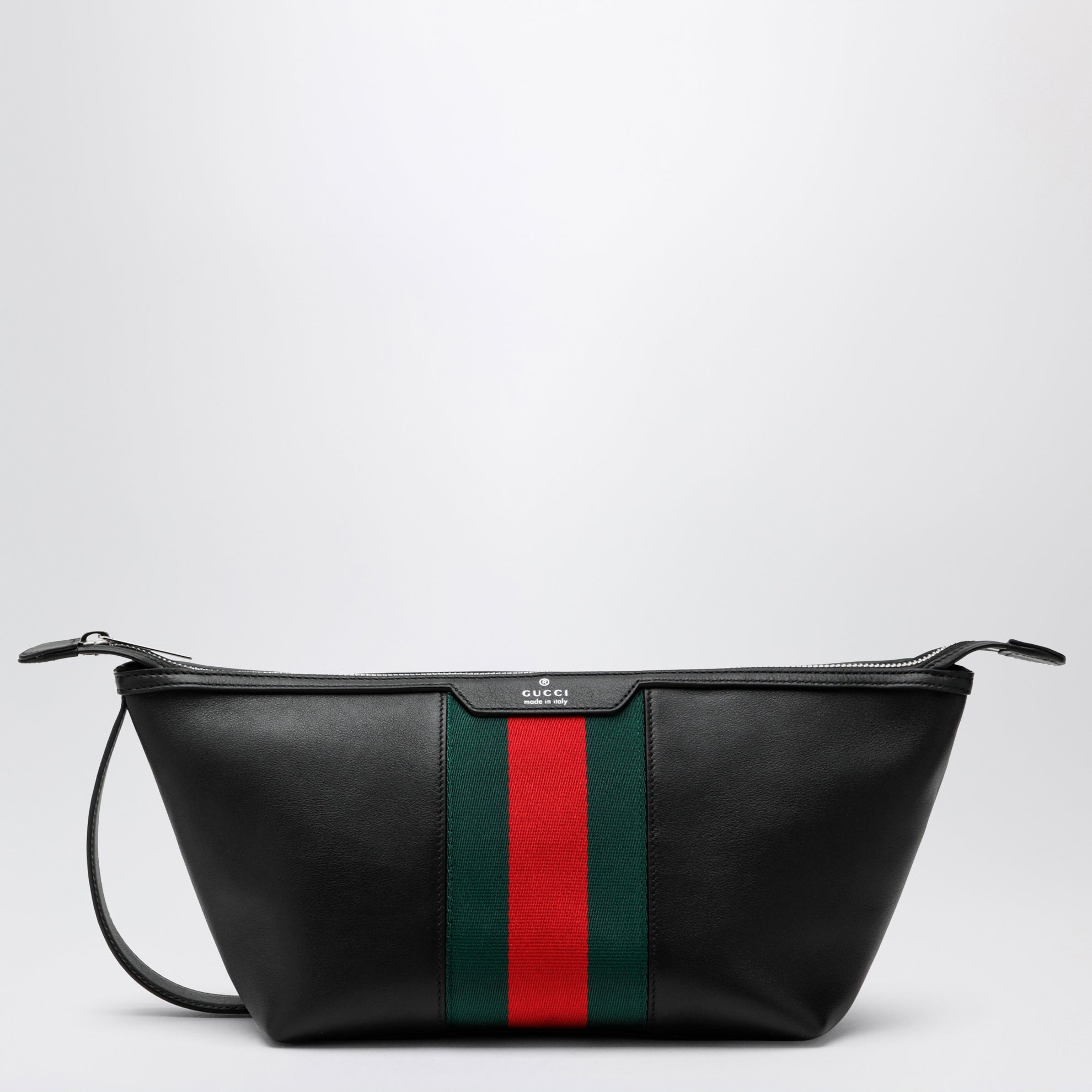 Porta necessaire Mega Web Trademark in pelle nera