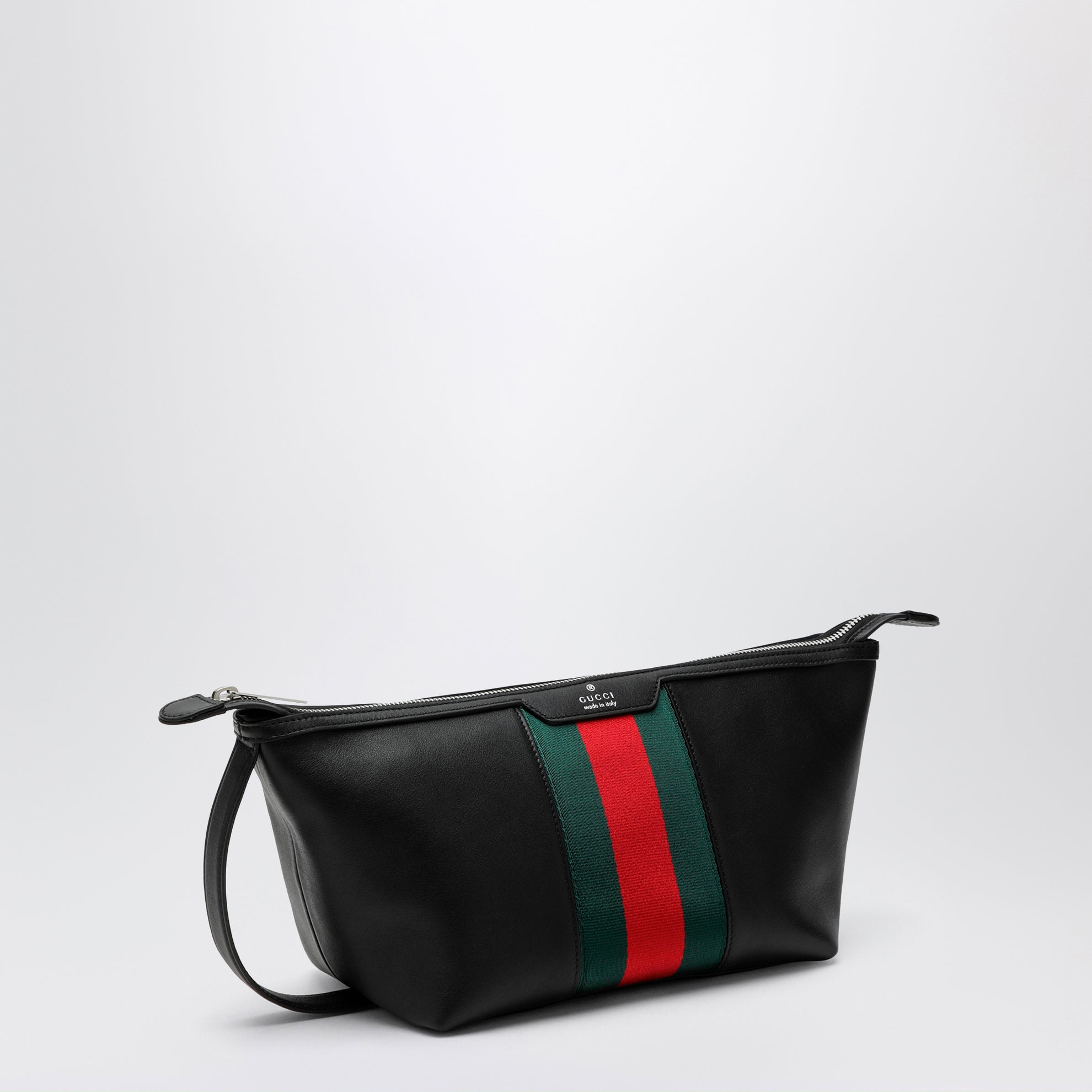 Porta necessaire Mega Web Trademark in pelle nera