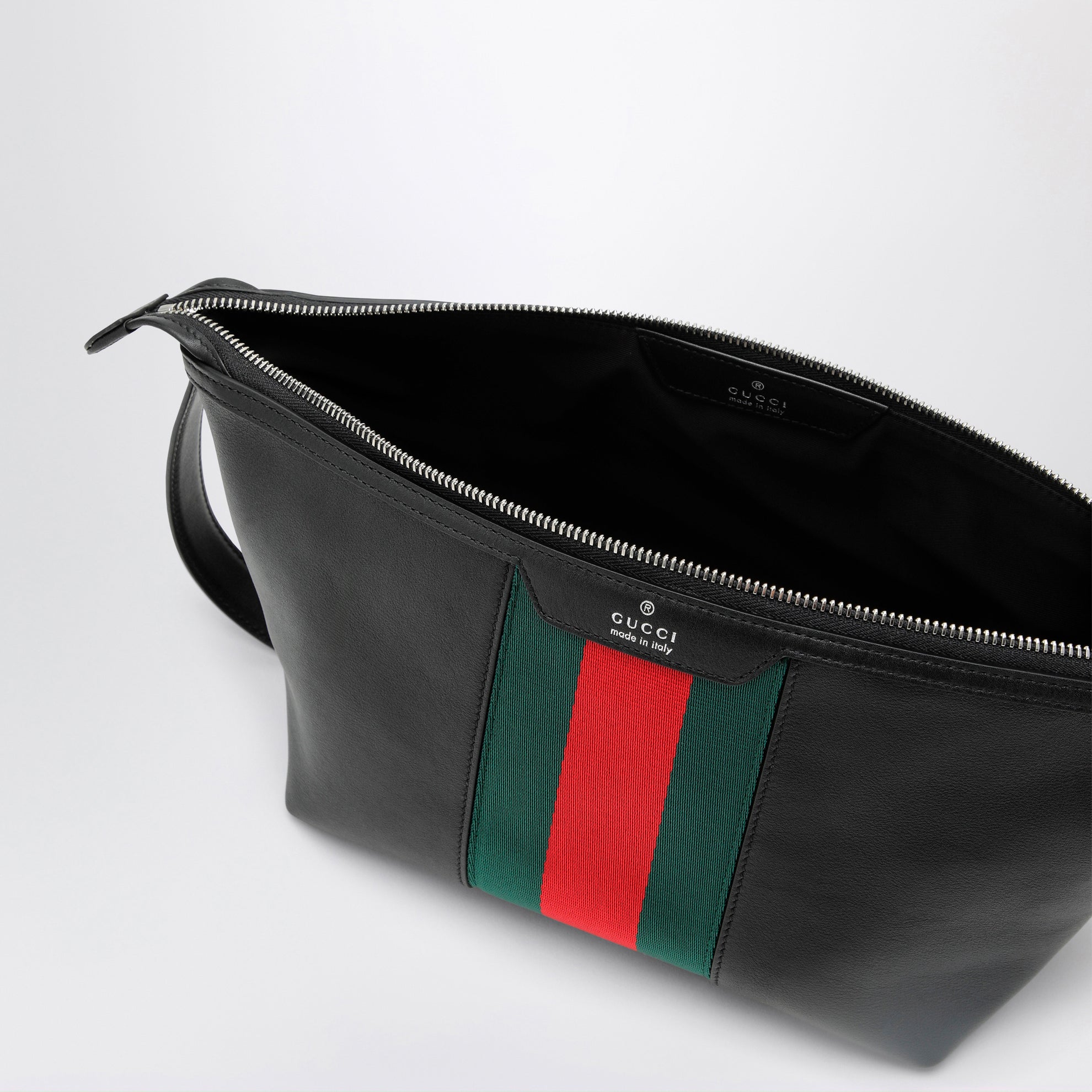 Porta necessaire Mega Web Trademark in pelle nera