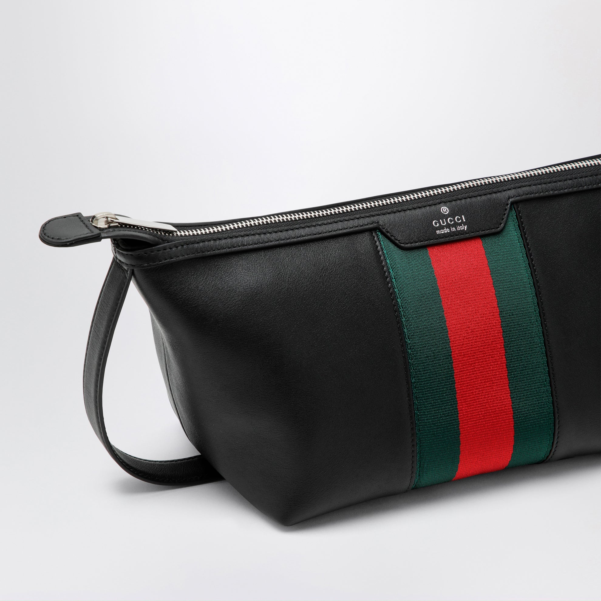 Porta necessaire Mega Web Trademark in pelle nera