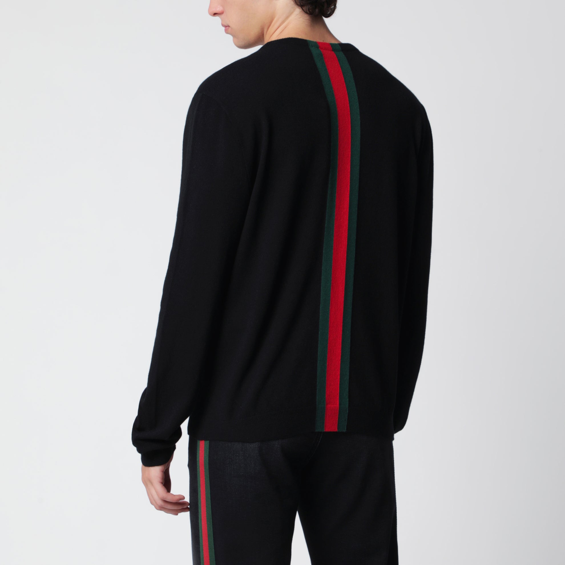 Maglione nero con motivo Web in cashmere